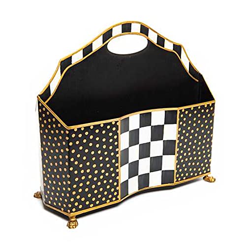 MacKenzie-Childs Courtly Check Magazine Rack - Stylish Home Office Organizer for Magazines, Books & Files - Perfect for Living Room, Study or Library Decor