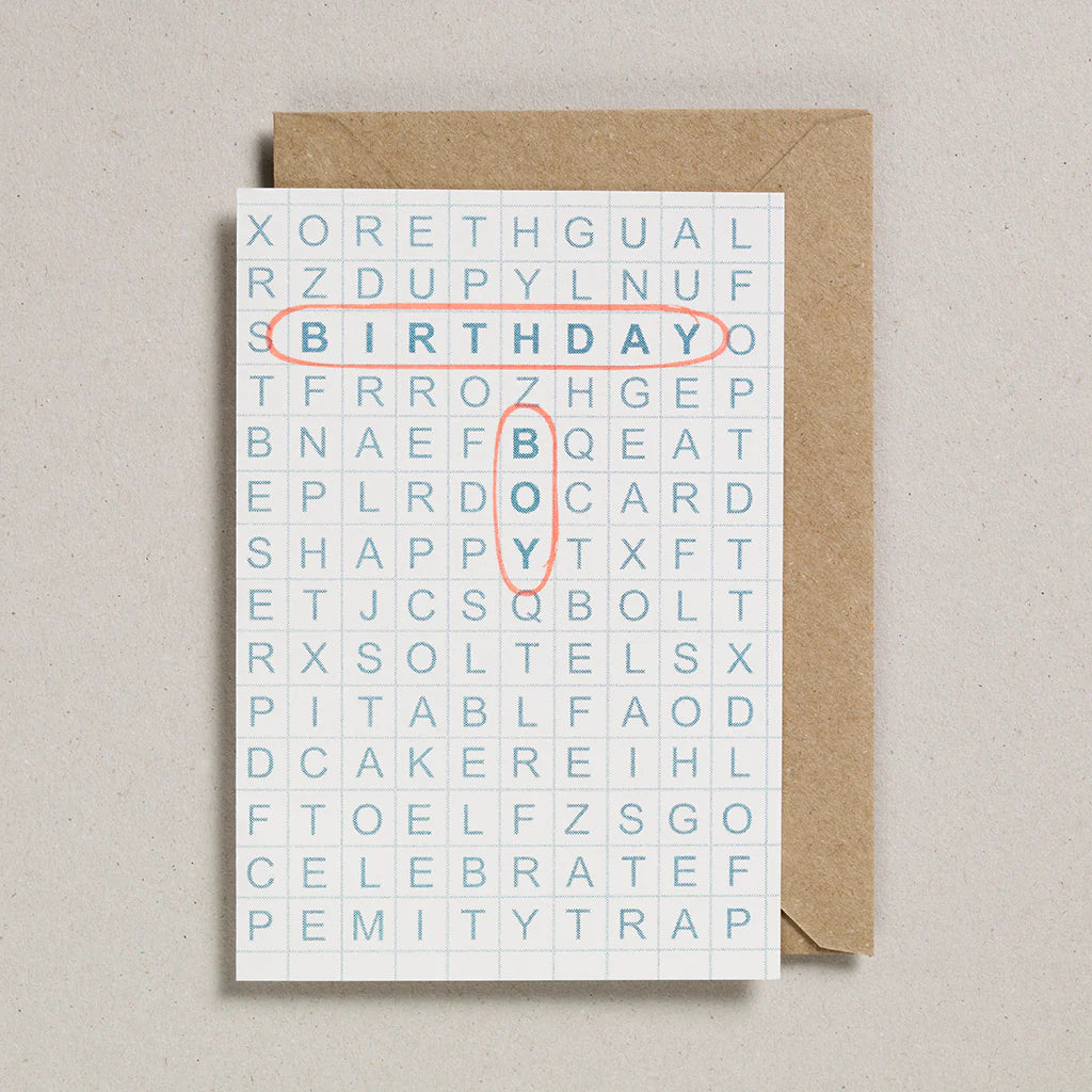 Birthday Boy Greeting Card with Grid Design - Perfect for Birthday Wishes, Celebrations & Special Occasions