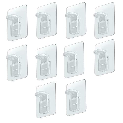 Clear Plastic Shelf Brackets - 10 Pack, Punch-Free Self-Adhesive Cabinet Supports for Kitchen, Closet & Book Shelves - Transparent Furniture Organizers for Easy Installation & Space Saving