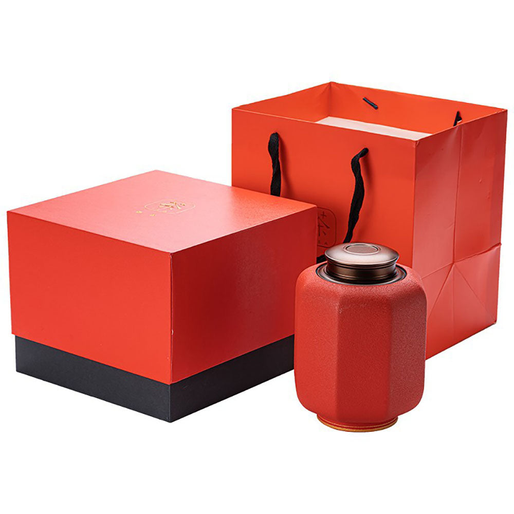 Traditional Chinese Palace Lantern Style Red Tea Caddy - Elegant Tea Storage Canister for Loose Leaf Tea - Perfect for Home Decor, Tea Ceremonies & Gift Giving