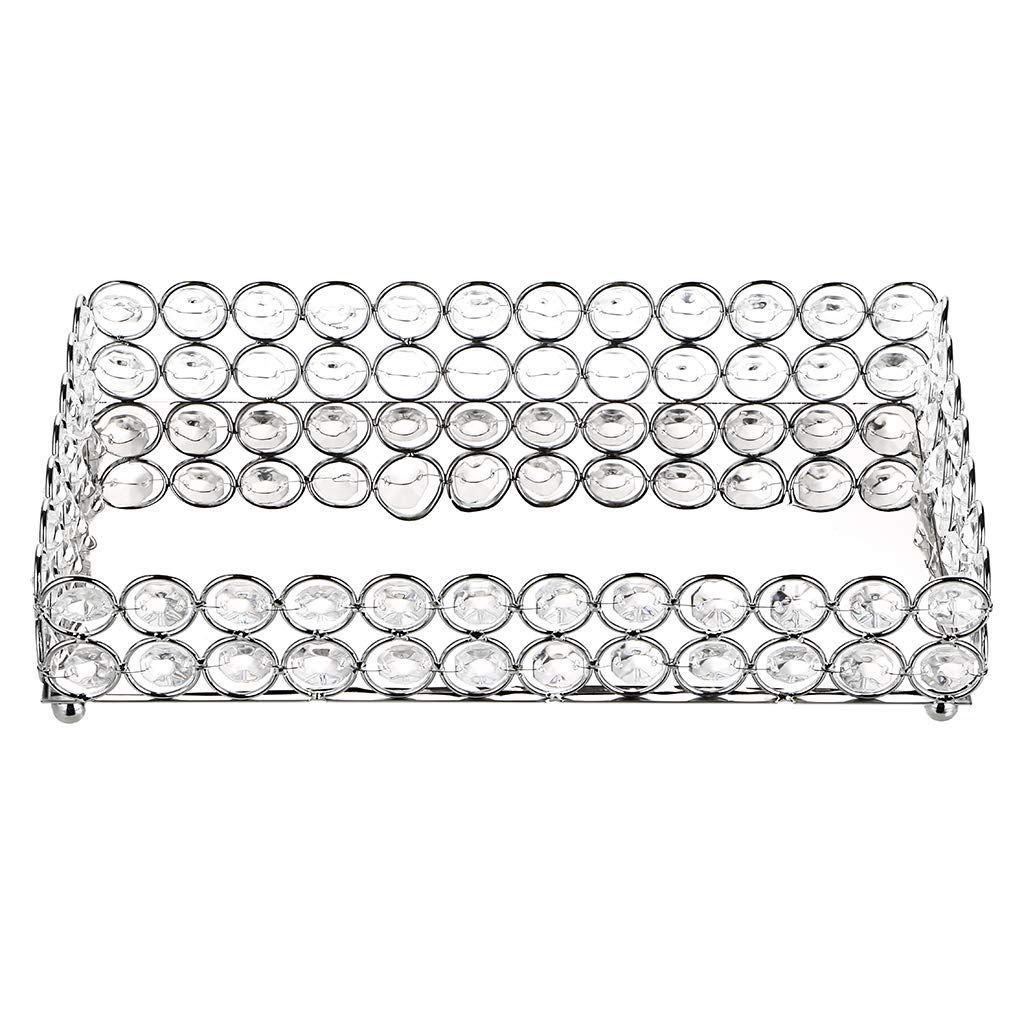 Hipiwe Crystal Vanity Tray with Mirror - 12.4