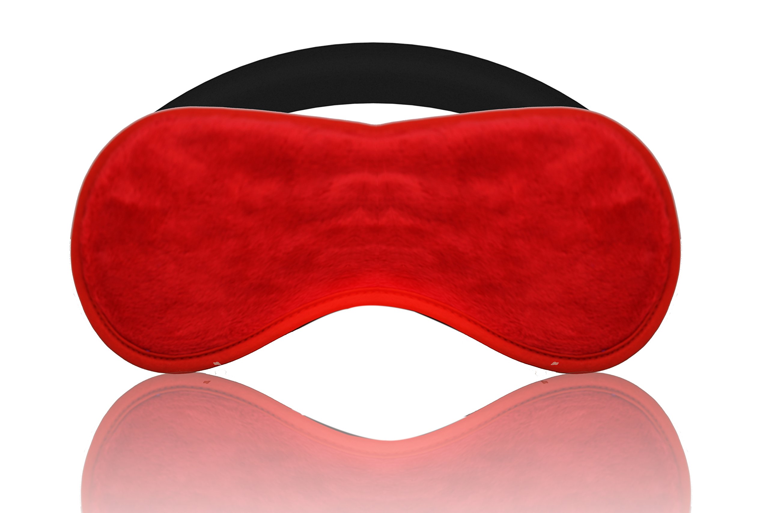 Soft Velvet Sleep Mask & Faux Fur Handcuffs Set for Adults - Red Sensual Blindfold and Restraints for Couples Play, BDSM, Spicy Bedroom Games