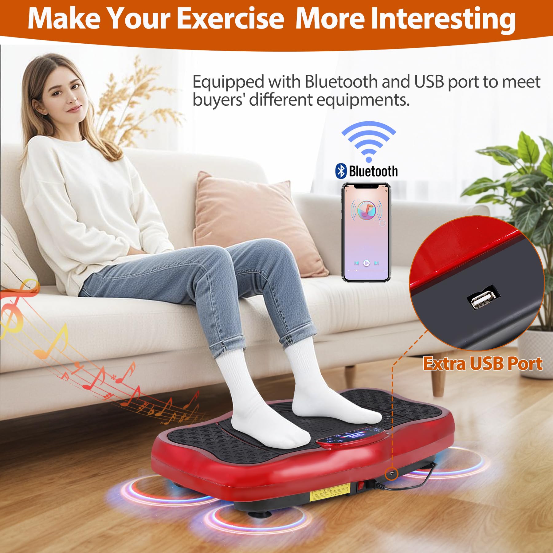 Premium Vibration Plate Exercise Machine for Weight Loss & Lymphatic Drainage - Whole Body Workout Equipment with Bluetooth, Remote & Loop Bands - 120 Speed Levels - Home Gym & Travel Fitness Solution