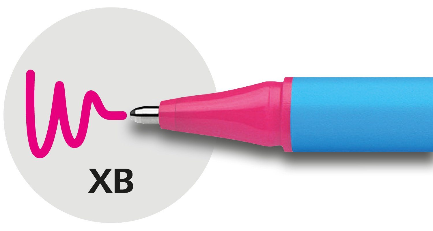 Schneider Slider Edge Pastel XB (Extra Broad) Ballpoint Pen - 1.4mm Tip, Light Blue Barrel with Flamingo Ink - 10-Pack (152222) | Smooth Writing for Office, School & Note Taking