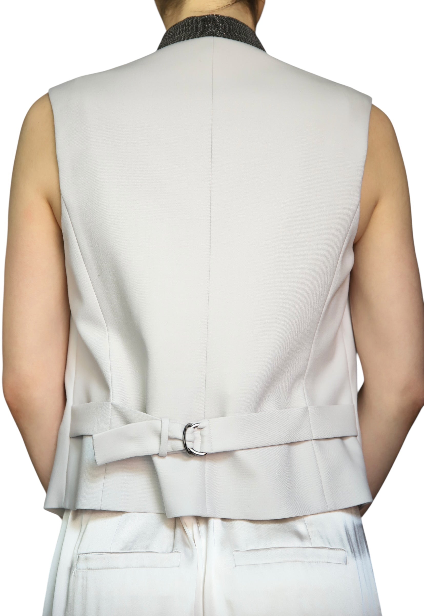Brunello Cucinelli Ivory Monili Vest Women's Size IT 44 / US 8 - Elegant Cashmere Blend for Office Wear & Special Occasions