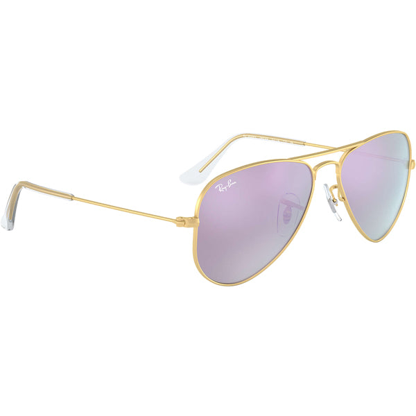 Aviator Junior Sunglasses for Kids - Gold/Lilac Mirror Lens, UV Protection, Lightweight & Durable - Perfect for Outdoor Play, Beach, and Sports Activities