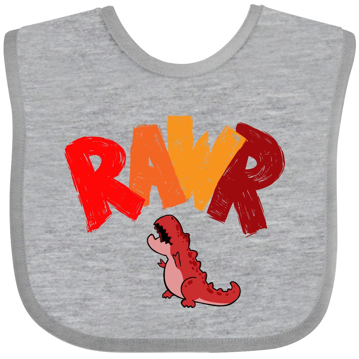 Inktastic Lil' Red Tyrannosaurus Rawr Dinosaur Baby Bib - Cute Dino Design for Infants & Toddlers, Soft & Absorbent for Mealtime, Playtime & Photo Shoots