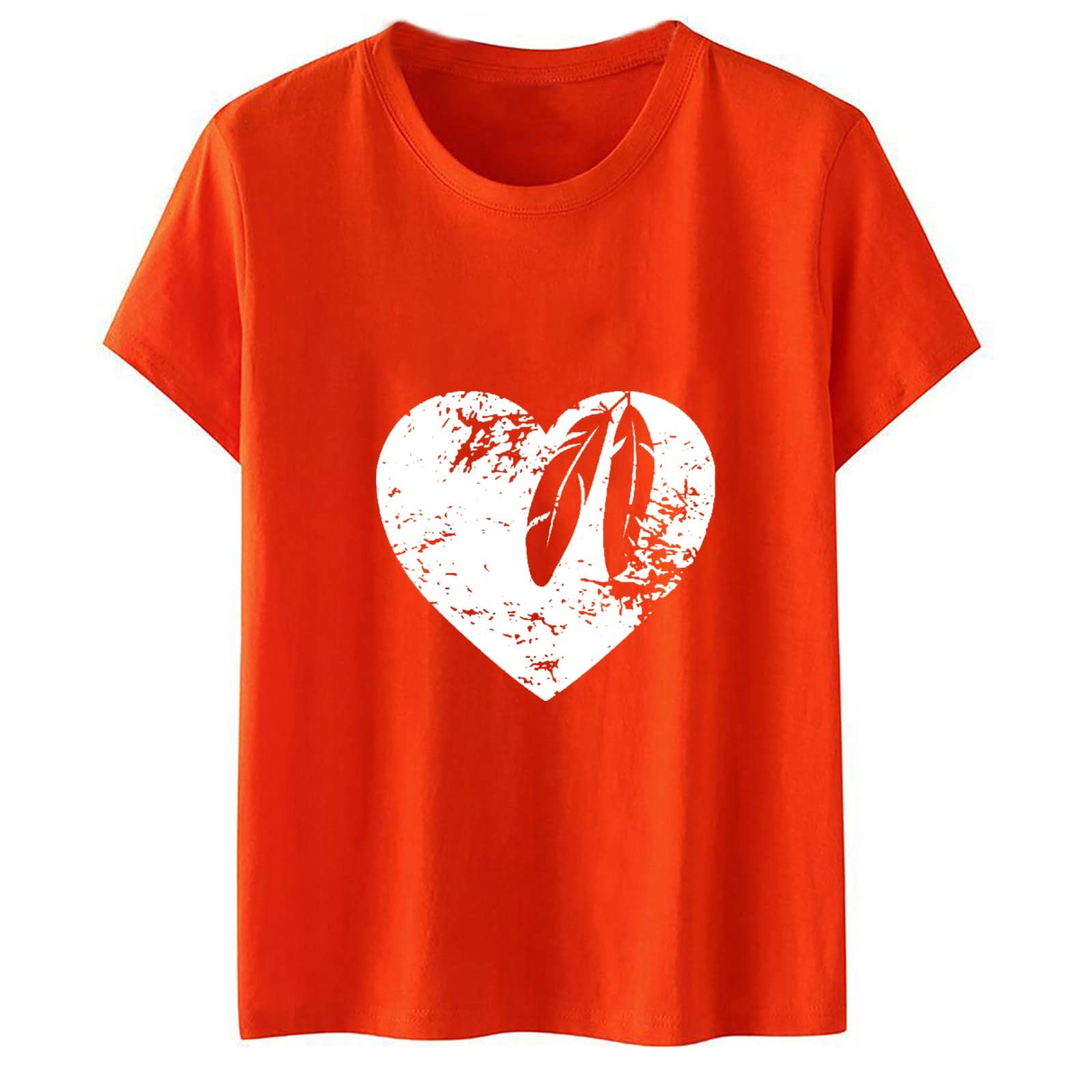 ylioge Women's Short Sleeve Summer Tops - Orange Crew Neck Casual Blouse & Trendy Graphic T-Shirt for Everyday Wear, Office, and Weekend Outings