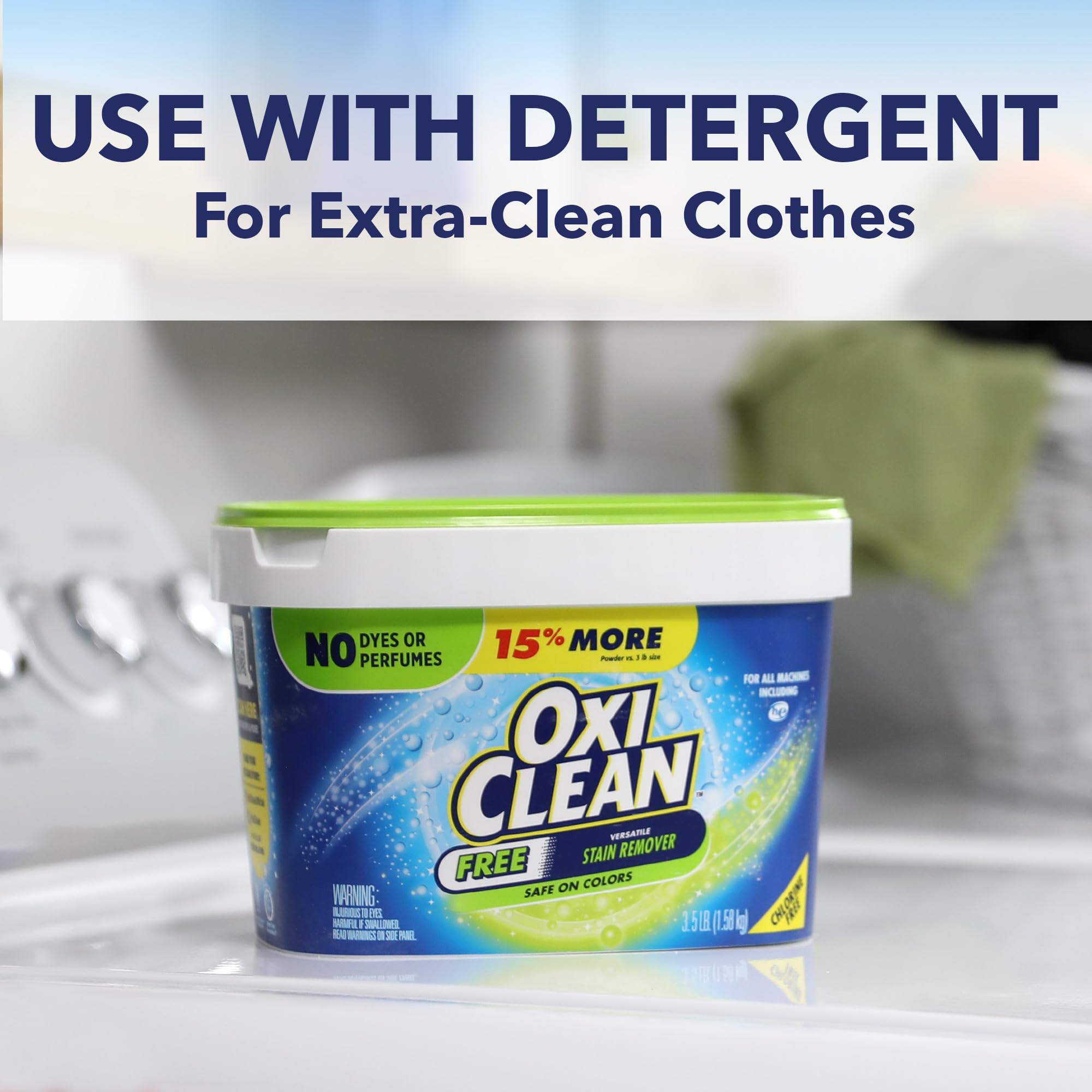 OxiClean Free Versatile Stain Remover Powder - 3 lb | Safe for Colors & Whites | Removes Tough Stains on Clothes, Carpets & More | Ideal for Laundry, Household Cleaning & Stain Removal