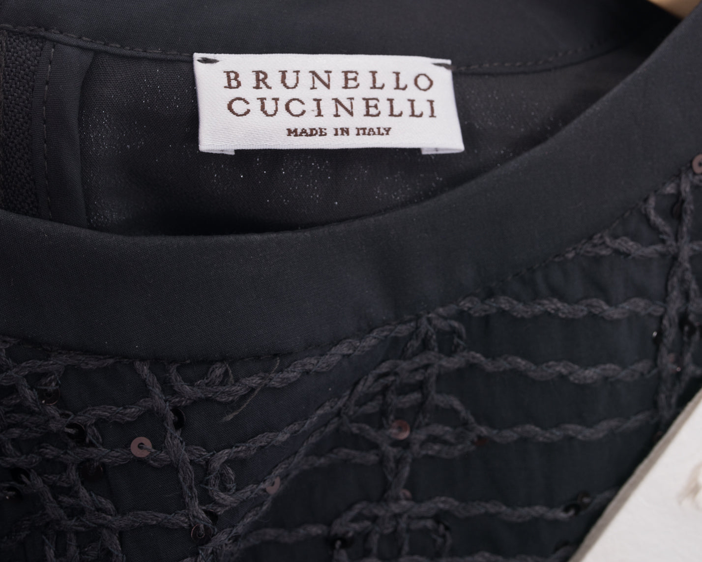 Brunello Cucinelli Grey Shift Dress with Soutache and Sequins - Elegant Women's Party Dress for Cocktail Events & Evening Occasions