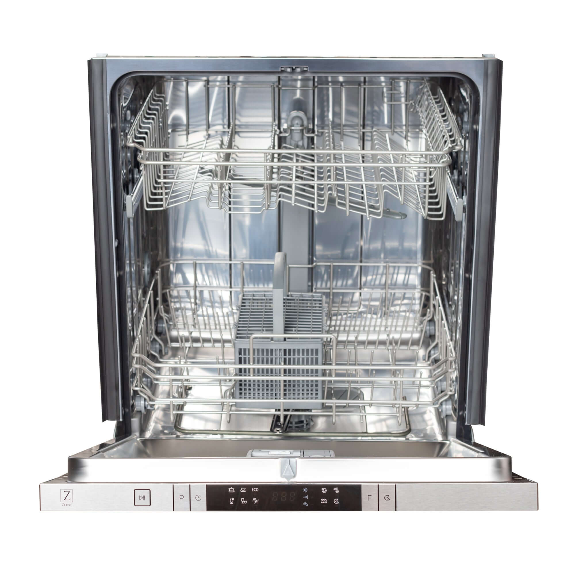 ZLINE 24 Inch Built-In Dishwasher - Black Matte Finish, Stainless Steel Tub, Modern Handle, Ultra Quiet 52dBa (DW BLM H 24) - Perfect for Modern Kitchens & Small Spaces