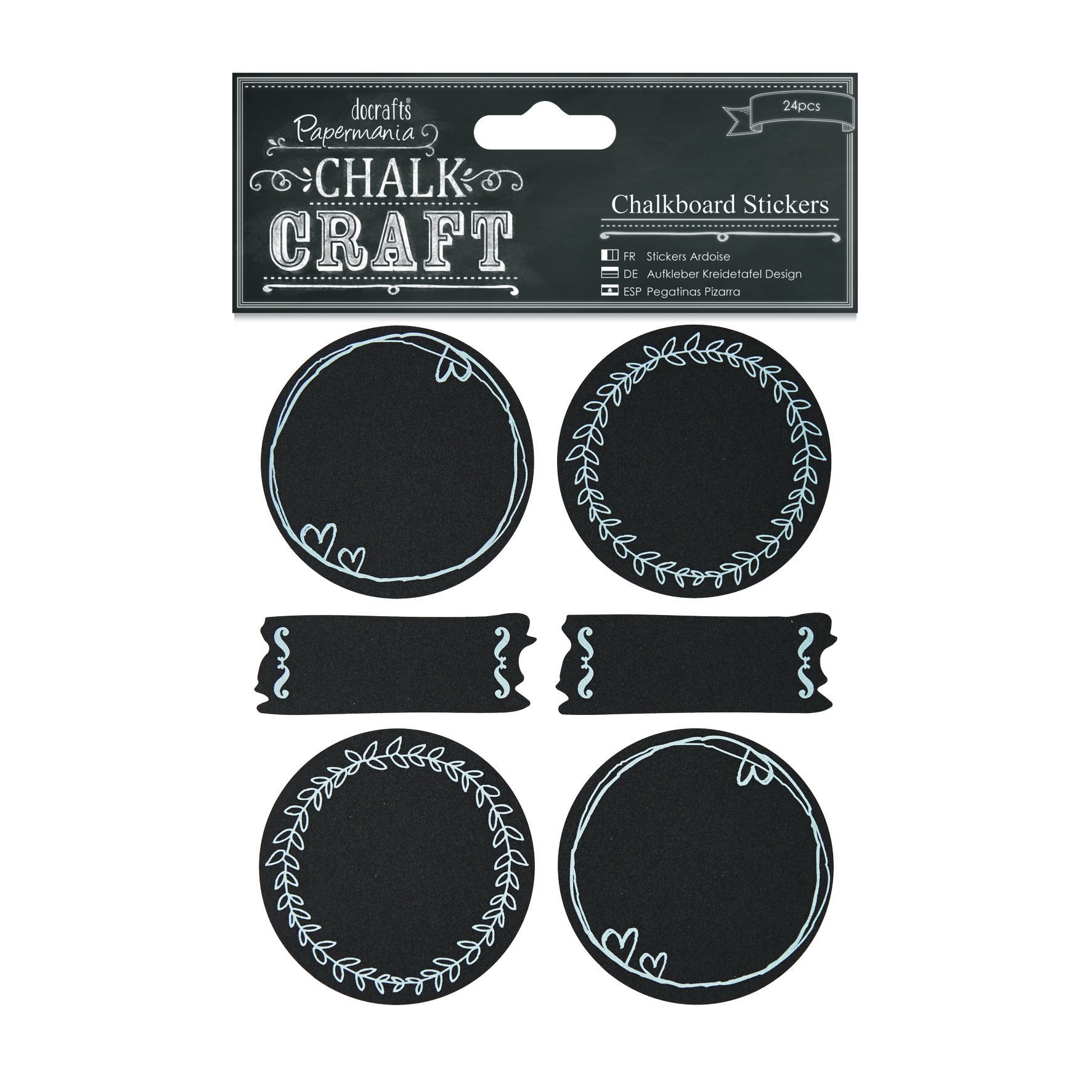 Chalkboard Stickers for Kids - 24 Pack Doodle Circles, Reusable Wall Decals for DIY Crafts, Classroom Decor, and Home Organization - Perfect for Chalk Art, Labels, and Creative Play
