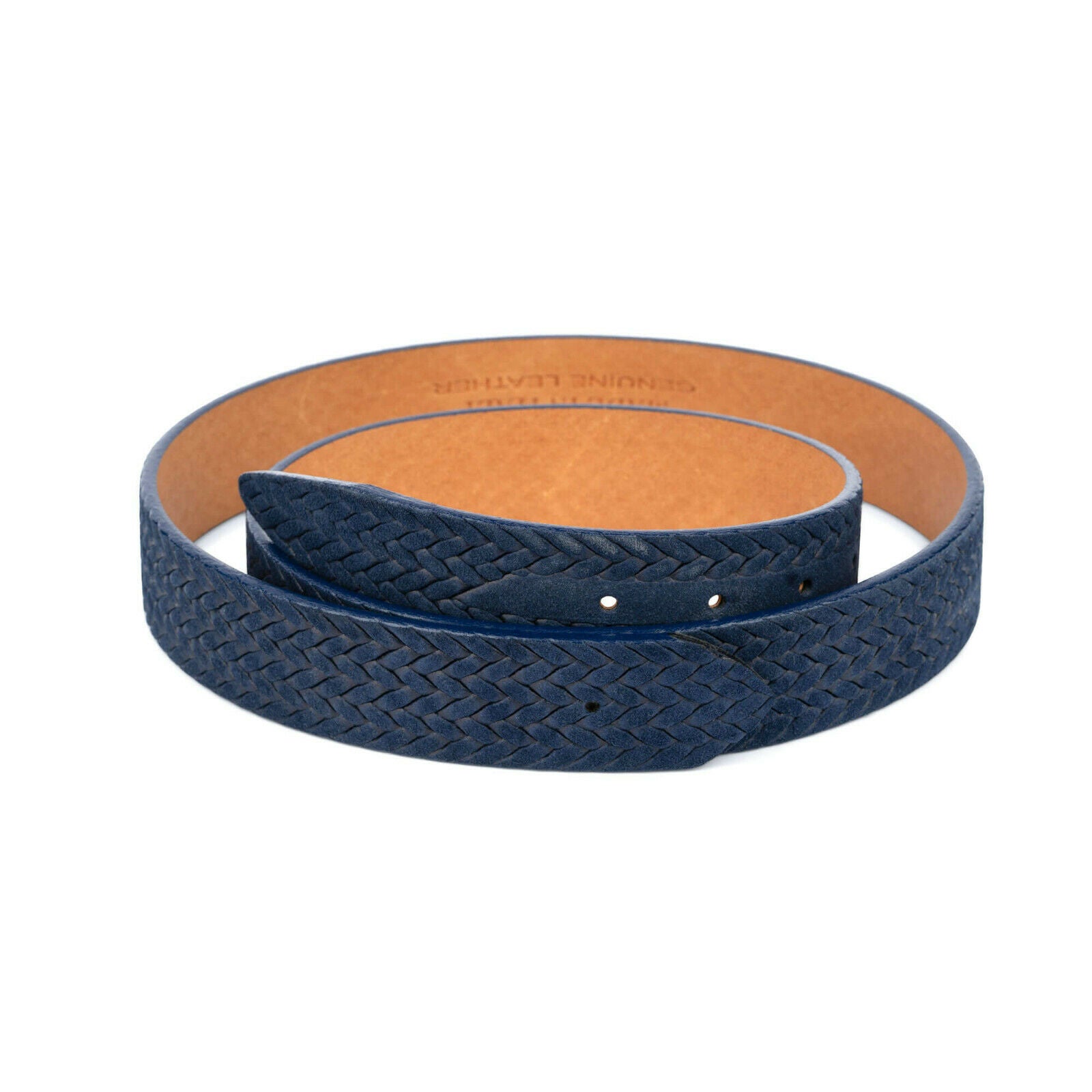 Blue Suede Leather Belt Strap for Dior Buckle 35mm - Woven Embossed Unisex Fashion Accessory - Perfect for Casual Wear, Office Outfits & Special Occasions