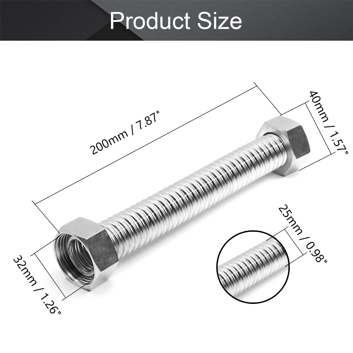 MroMax 1 Inch Faucet Pipe Connector - 304 Stainless Steel Plumbing Fitting for Hot Water Heater & Bathroom Sink - 8 Inch Corrugated Flexible Connector (1 Pack) - Perfect for DIY Plumbing Repairs and Bathroom Renovations