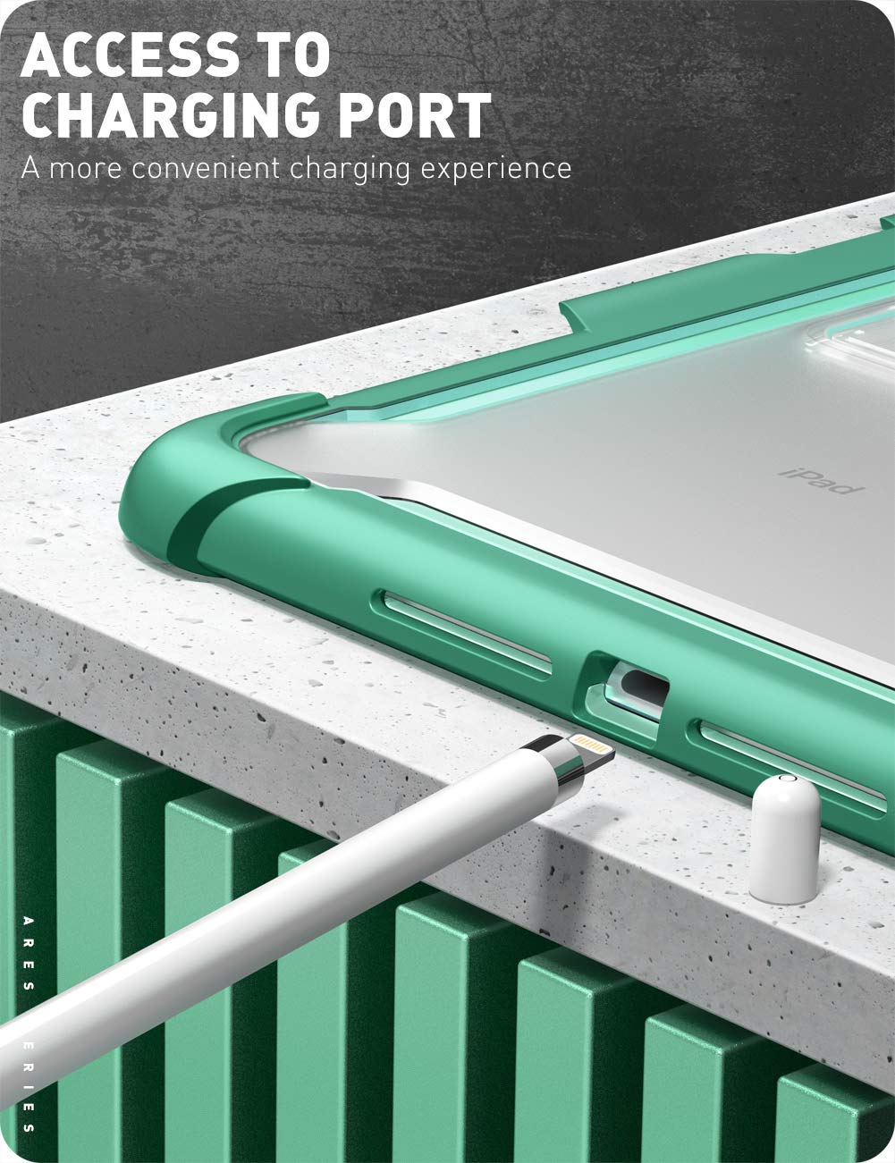 i-Blason Ares Protective Case for iPad 9th/8th/7th Gen (10.2-inch 2021/2020/2019) - Shockproof Full-Body Cover with Built-in Screen Protector, Kickstand & Apple Pencil Holder - Perfect for Work, Travel & School (Green)