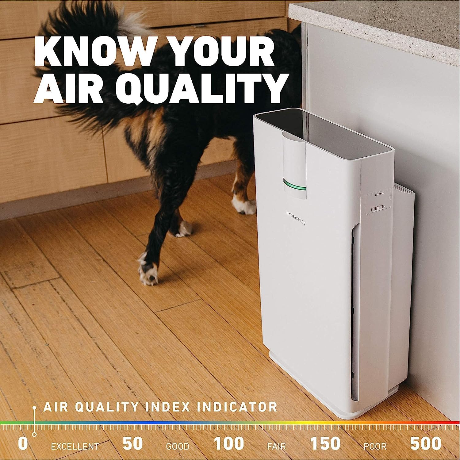 HATHASPACE HSP002 True HEPA Air Purifier for Home - 99.9% Dust, Smoke, Pet Dander, Odor & VOC Removal - Covers 1500 Sq. Ft - Quiet Air Cleaner with Smart Sensor - Ideal for Bedroom, Living Room & Large Spaces - Perfect for Allergy & Asthma Relief