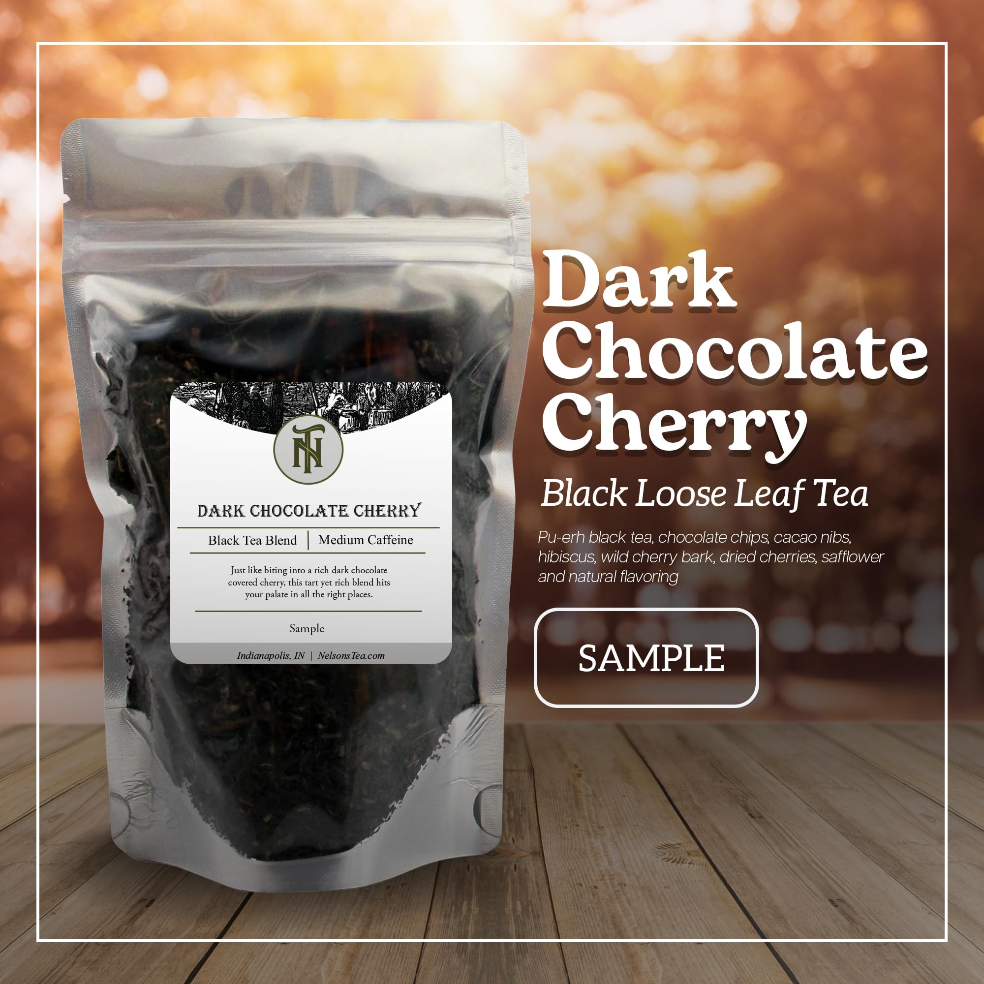 Dark Chocolate Cherry Pu-erh Tea - Loose Leaf Herbal Blend for Relaxation