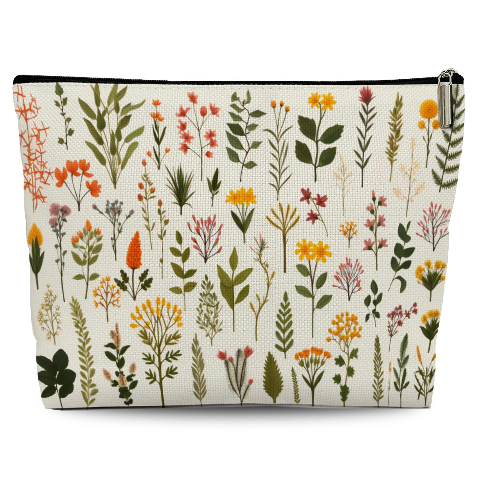 Floral Print Cosmetic Bag for Women - Wildflower Makeup Pouch with Zipper - Perfect Birthday Gift, Travel Organizer & Everyday Essentials Case