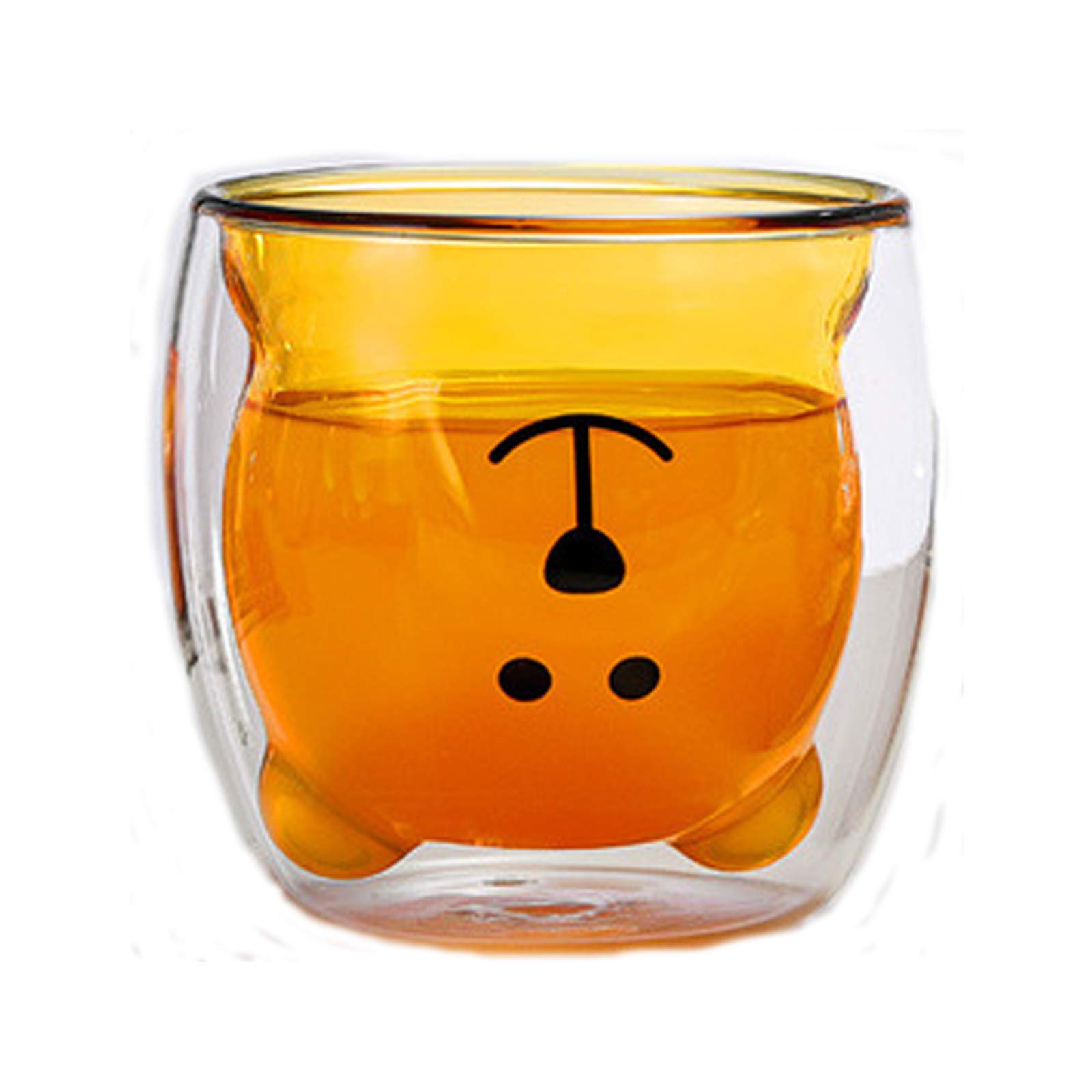 Double Wall Insulated Glass Mug with Cute Bear Design - 220ML Amber Coffee & Tea Cup for Women & Men - Perfect Gift for Valentine's Day, Birthday, Anniversary - Ideal for Home, Office, and Gifting