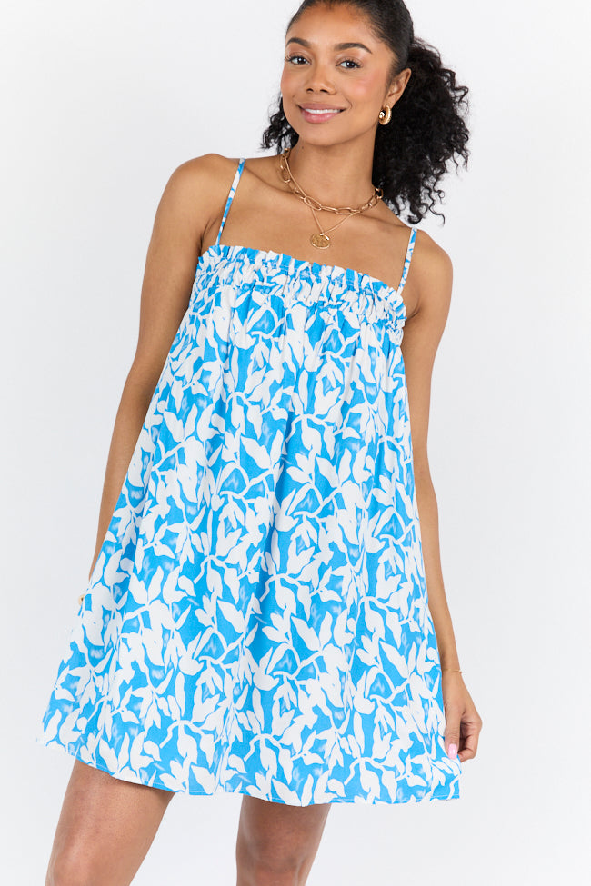 Stylish Blue Printed Shift Dress for Women - Floral Summer Casual Dress - Perfect for Office, Party & Vacation
