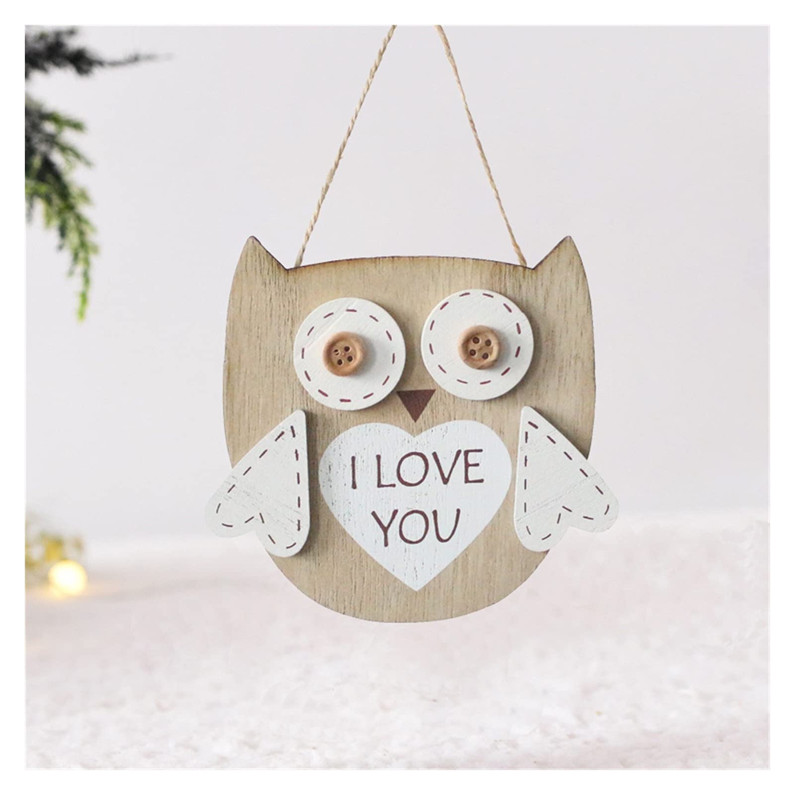 ZHU-CL Wooden Wall Decor - Handcrafted Owl & Fox Welcome Sign for Home & Garden, Rustic Wooden Plaque with Bird & House Design (Color A) - Perfect for Porch, Living Room, or Outdoor Decoration