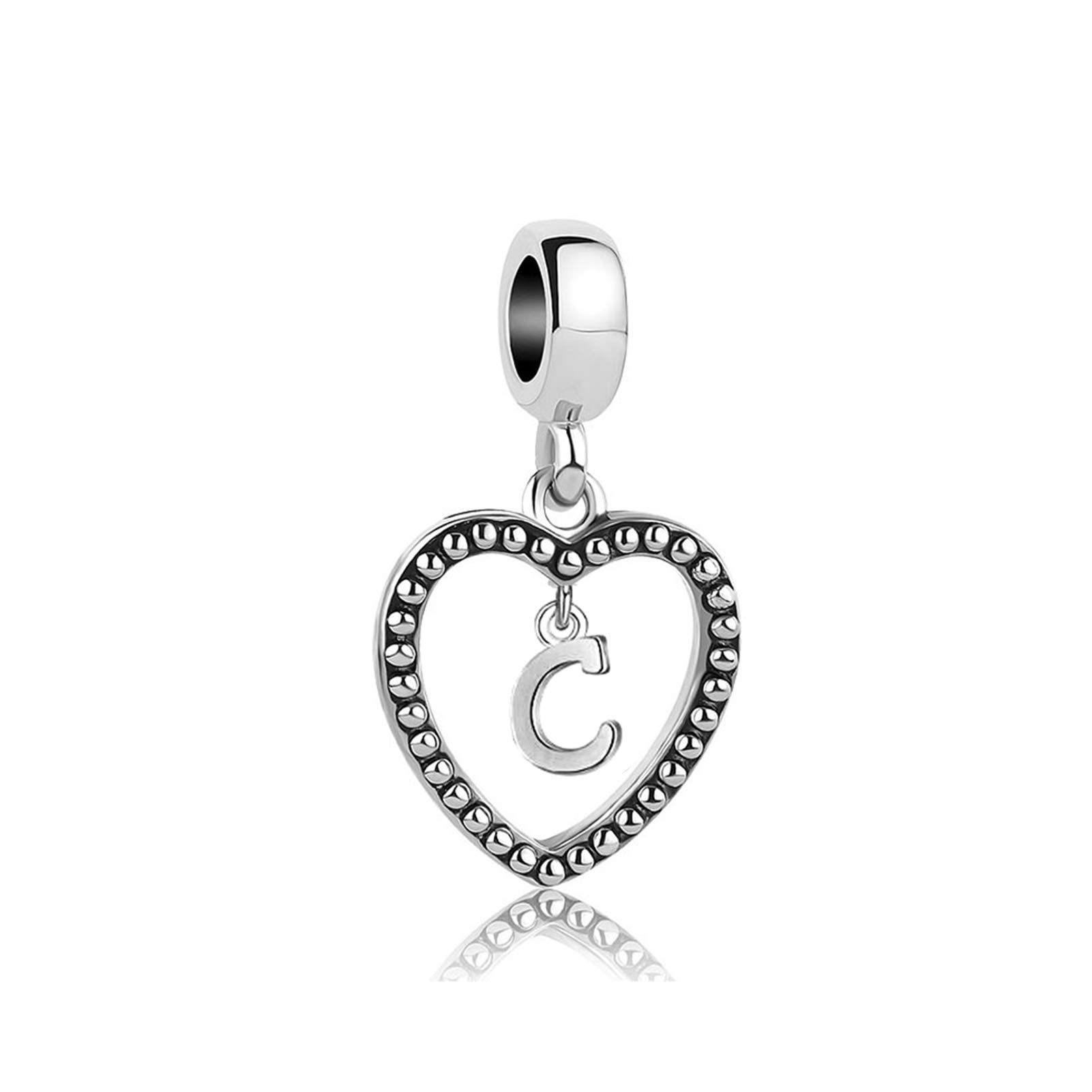 Heart Love Initial A-Z Letter Charm for Pandora Bracelets - Custom Alphabet Name Pendant Jewelry for Women - Perfect Gift for Anniversary, Birthday & Valentine's Day