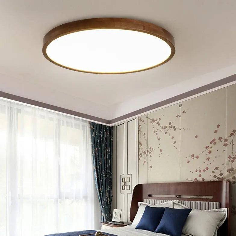Modern Wooden Flush Mount Ceiling Light Fixture - Warm & Elegant LED Lighting for Bedroom, Living Room, Dining Room - Energy Efficient Home Decor