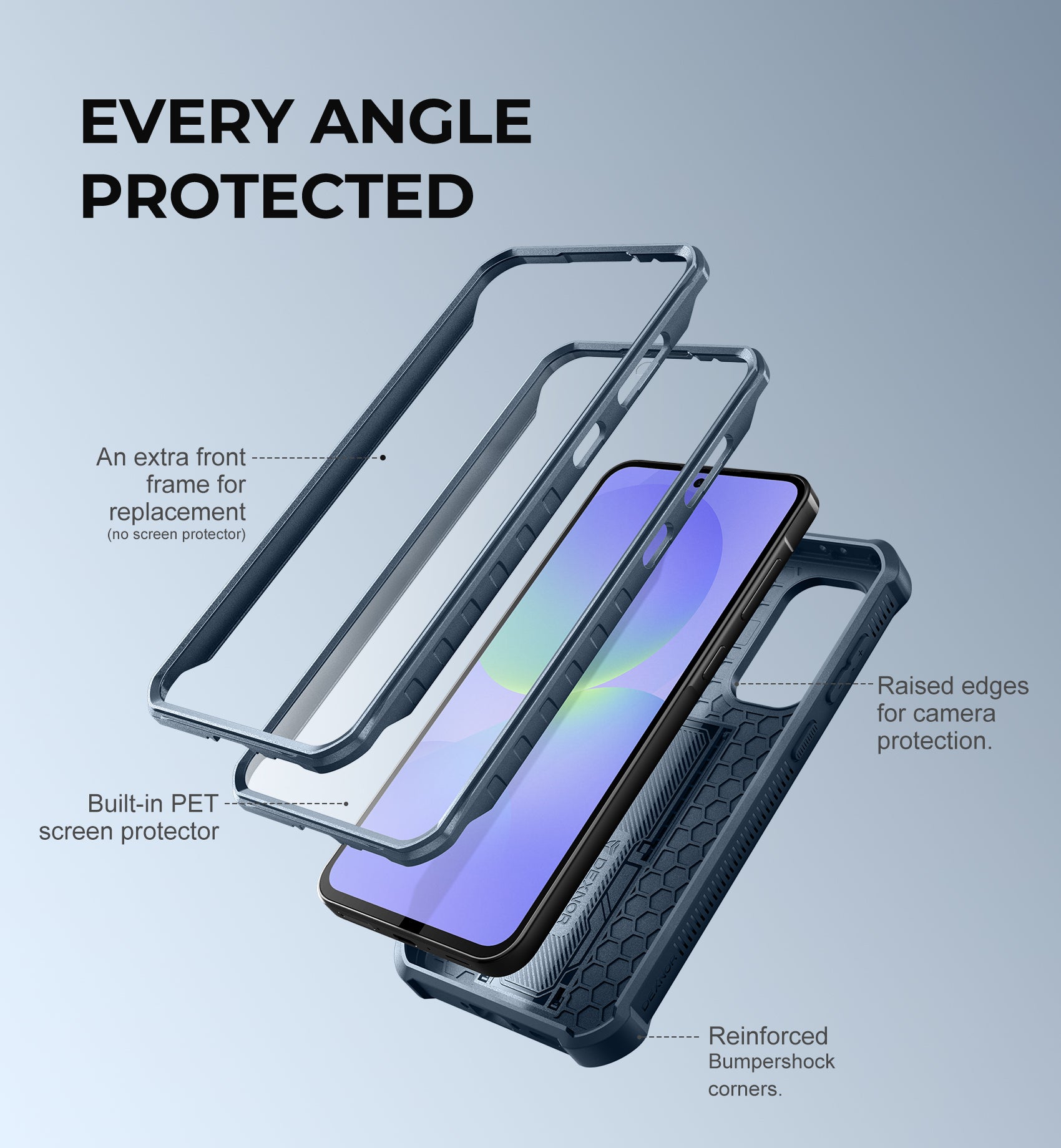 Durable Samsung Galaxy A36 5G Full Body Case with Built-in Screen Protector, Slide Camera Bumper & Kickstand - Heavy Duty Shockproof Protective Cover for Everyday Use, Outdoor Activities & Travel