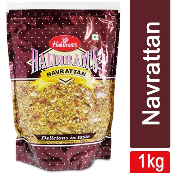 Haldiram's Navrattan Mix 1Kg - Premium Indian Snacks with 9 Delicious Flavors | Perfect for Parties, Gifting & Movie Nights