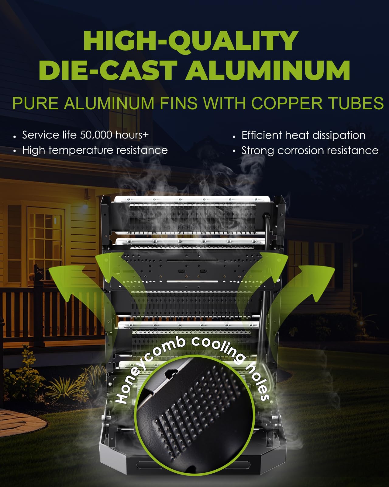 2000W Equivalent LED Stadium Flood Lights - 48000LM Super Bright, 6500K Daylight White, IP66 Waterproof, 85-305V, 300W Outdoor Arena Lighting with 5-Year Warranty - Perfect for Sports Fields, Parking Lots, and Large Outdoor Events