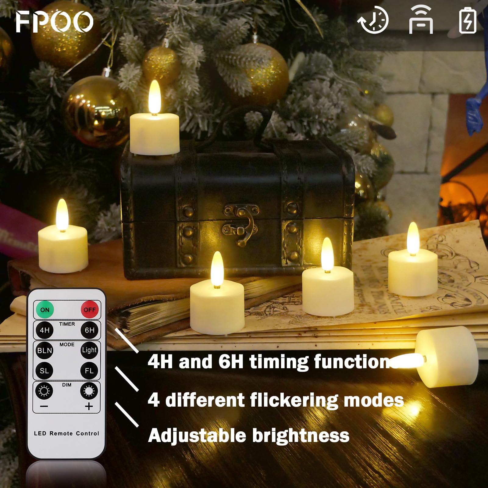 LED Rechargeable Tea Light Candles with Remote - 6 Pack Flameless Flickering Battery Operated Votive Candles with USB Charging & Timer - Perfect for Wedding Decorations, Christmas Parties, Romantic Dinners & Home Ambiance Lighting