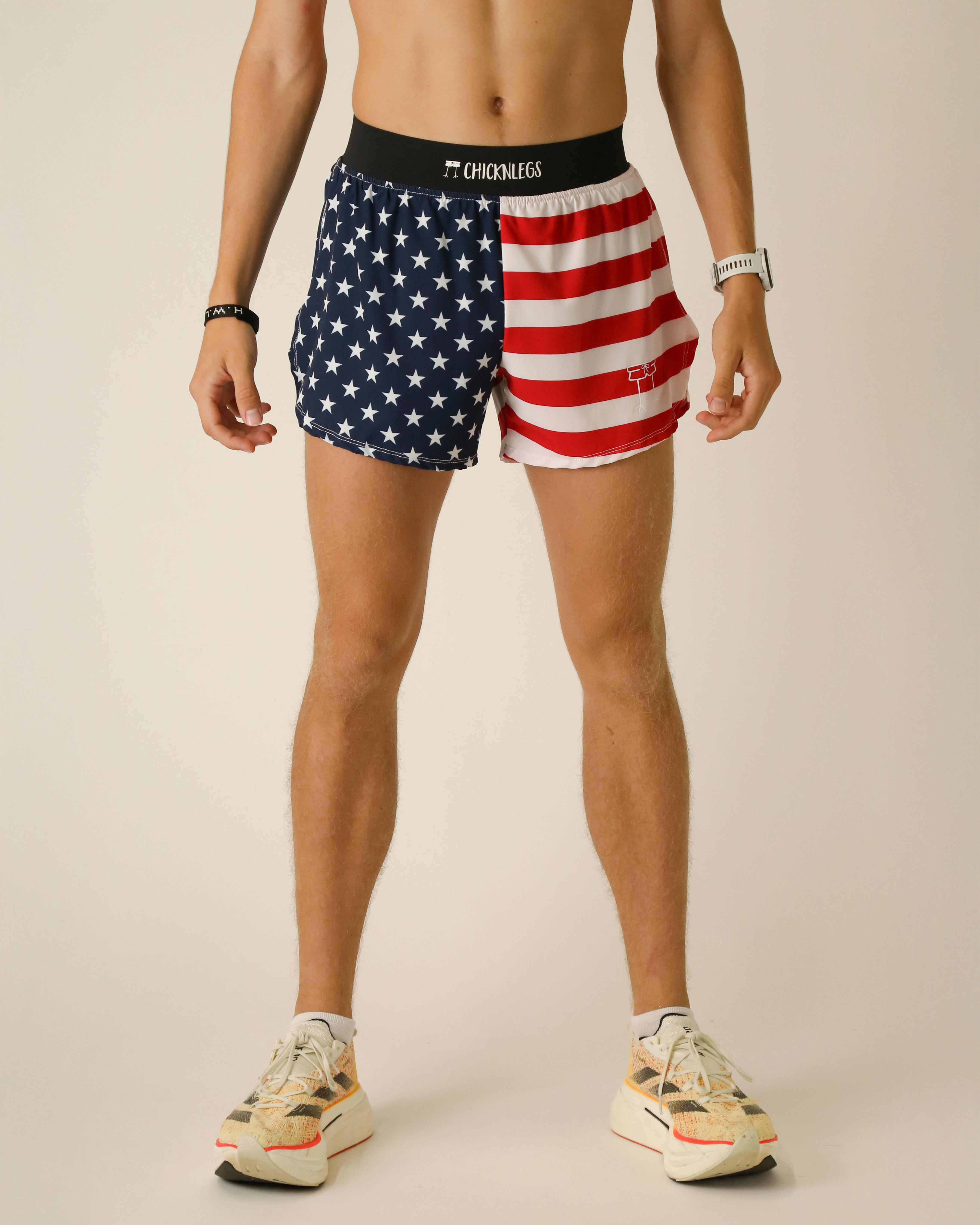 Men's USA 4 Half Split Running Shorts - Lightweight Athletic Shorts for Gym, Jogging & Workout - Comfortable Training Shorts with Split Design
