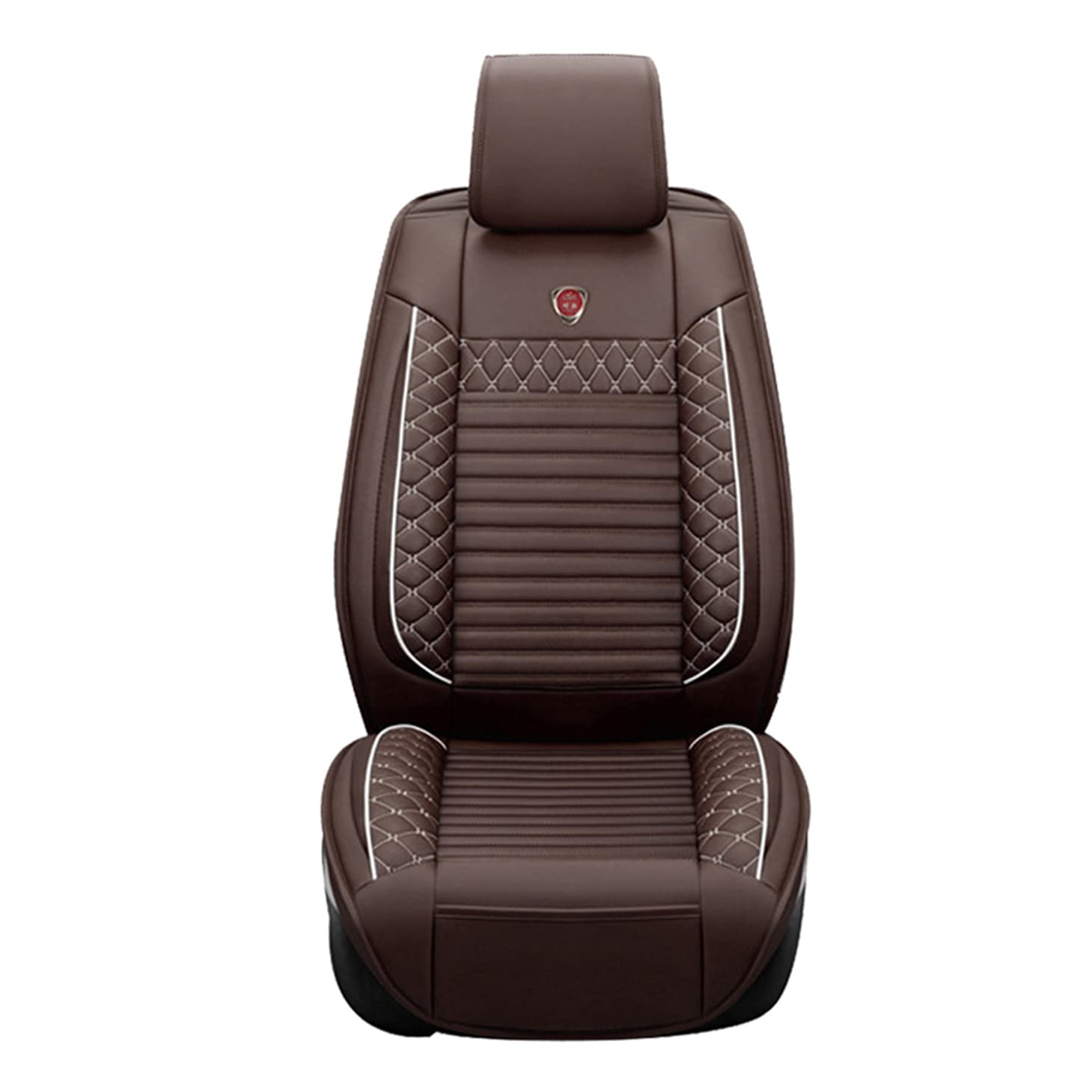 Premium Waterproof PU Leather Car Seat Covers - Set of 2 for Ford Edge/Explorer/Ecosport/Escape/Expedition/F-150 | Airbag Compatible | Coffee Color | Perfect for Road Trips & Daily Commuting