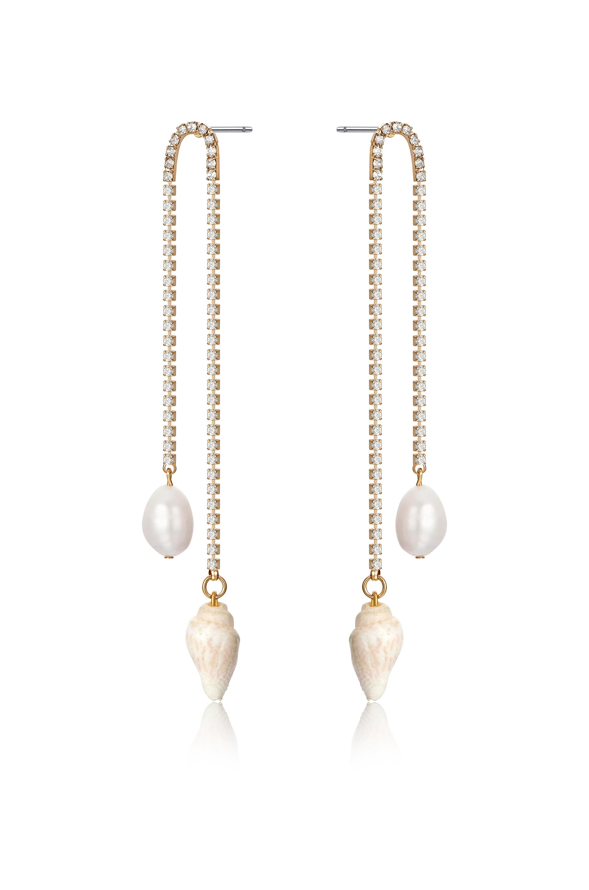 Exquisite Shell and Pearl Drop Earrings for Women - Elegant Handmade Jewelry for Weddings, Parties & Special Occasions