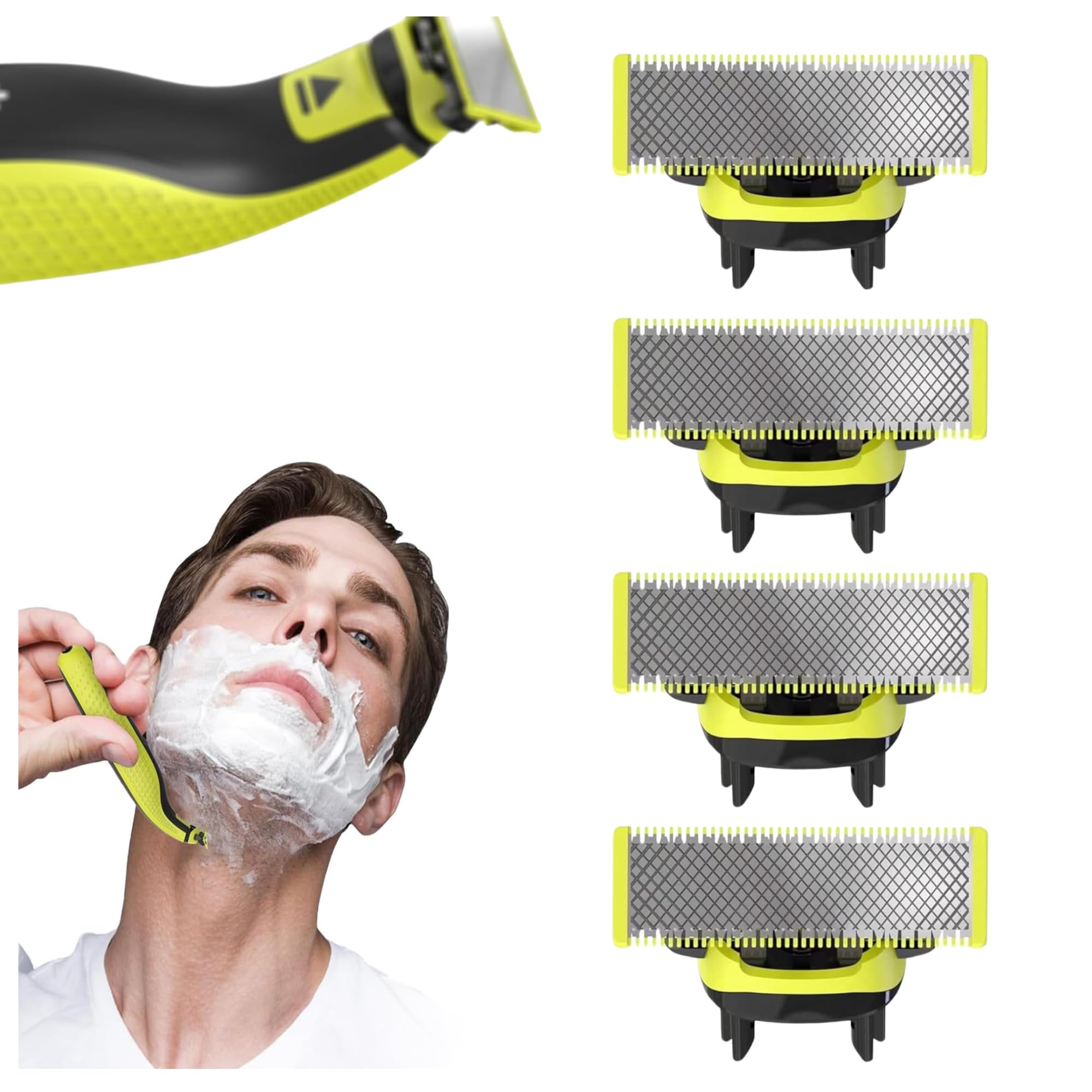 4-Pack Replacement Blades for Philips Norelco OneBlade - Compatible with OneBlade Replacement Heads - Precision Shaving Blades for Smooth Shaving - Perfect for Travel, Daily Use & Sensitive Skin Care