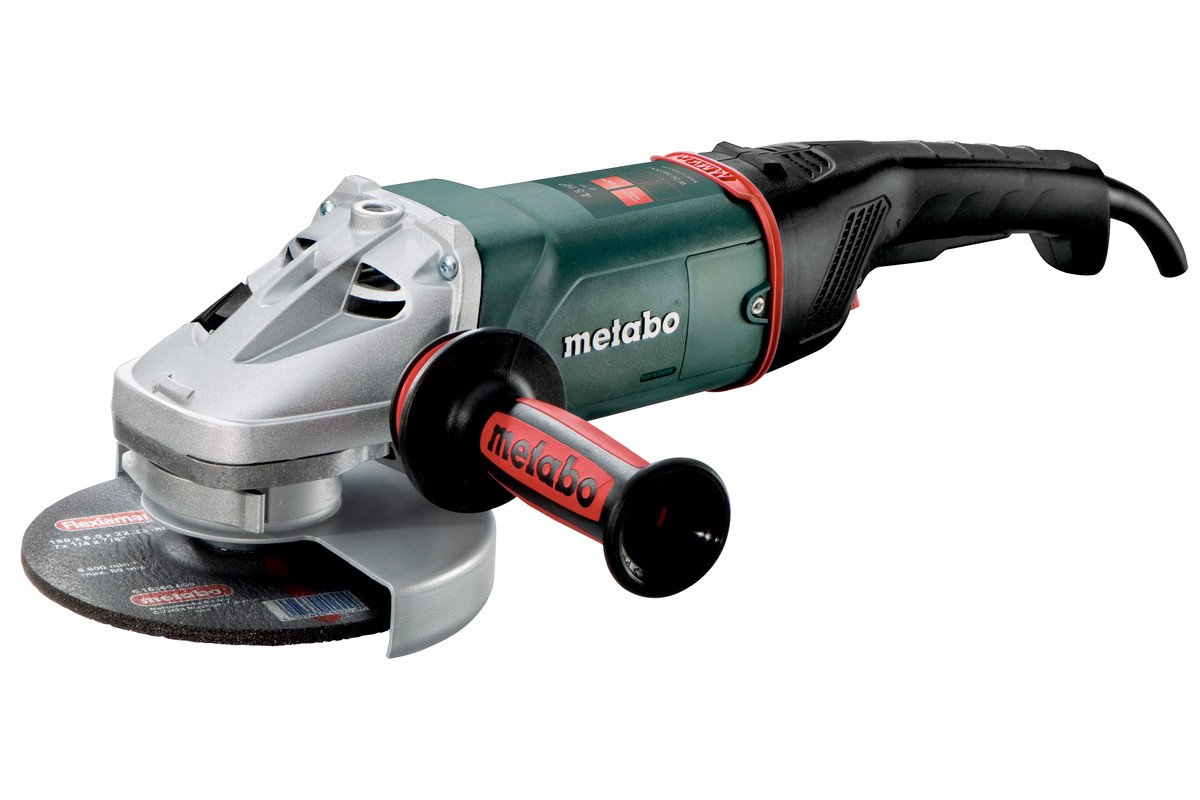 Metabo W 24-180 MVT 7-Inch Angle Grinder - 15 Amp, 8500 RPM, Slide Switch with Locking, VibraTech Technology, Made in Germany (606466420, Green) - Perfect for Metal Cutting, Grinding, and Polishing in Construction and DIY Projects