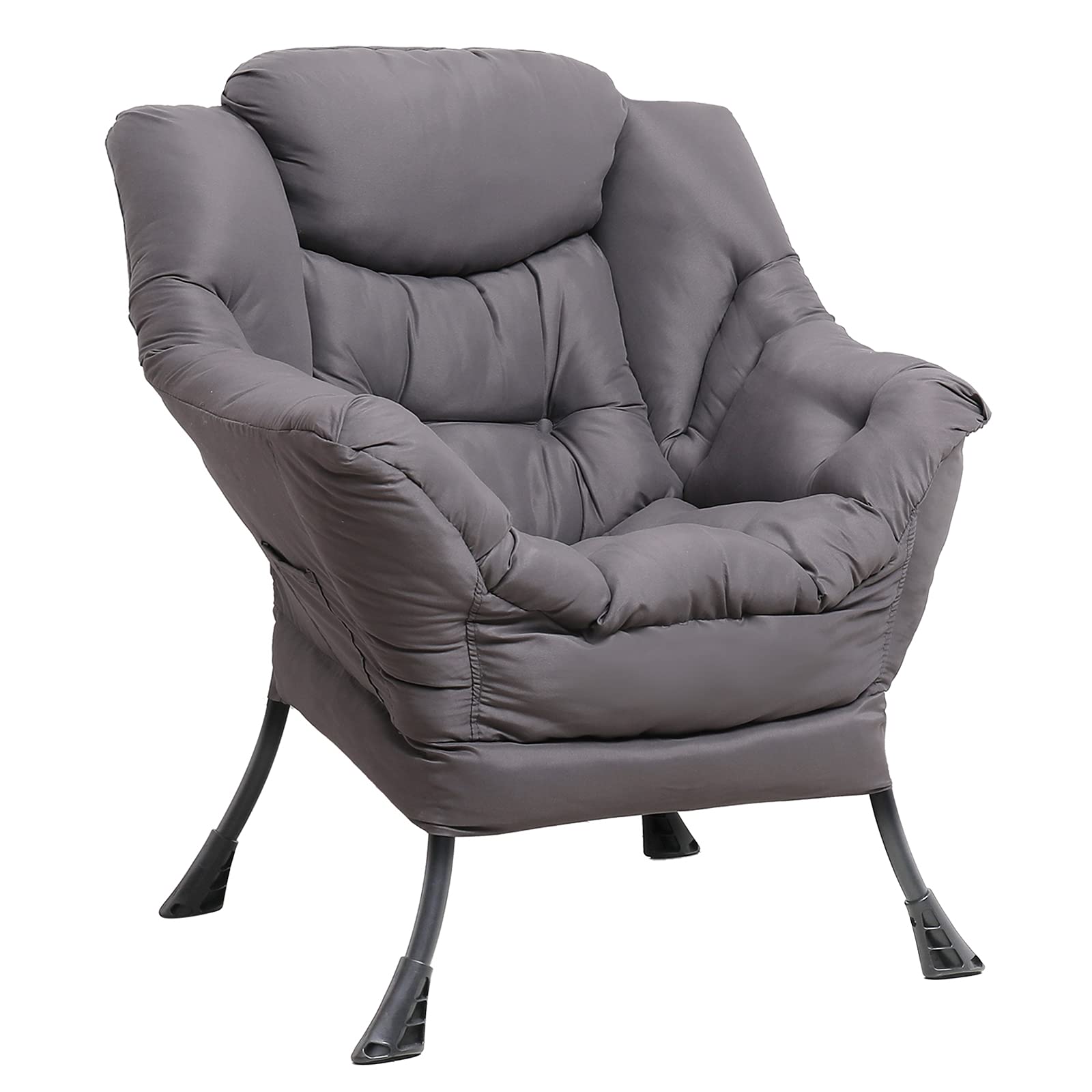 Modern Velvet Fabric Recliner Chair - Soft Upholstered Single Armchair with Side Pocket | Comfortable Accent Lounge Chair for Living Room, Bedroom & Office | Perfect for Relaxing, Reading & Watching TV (Grey)