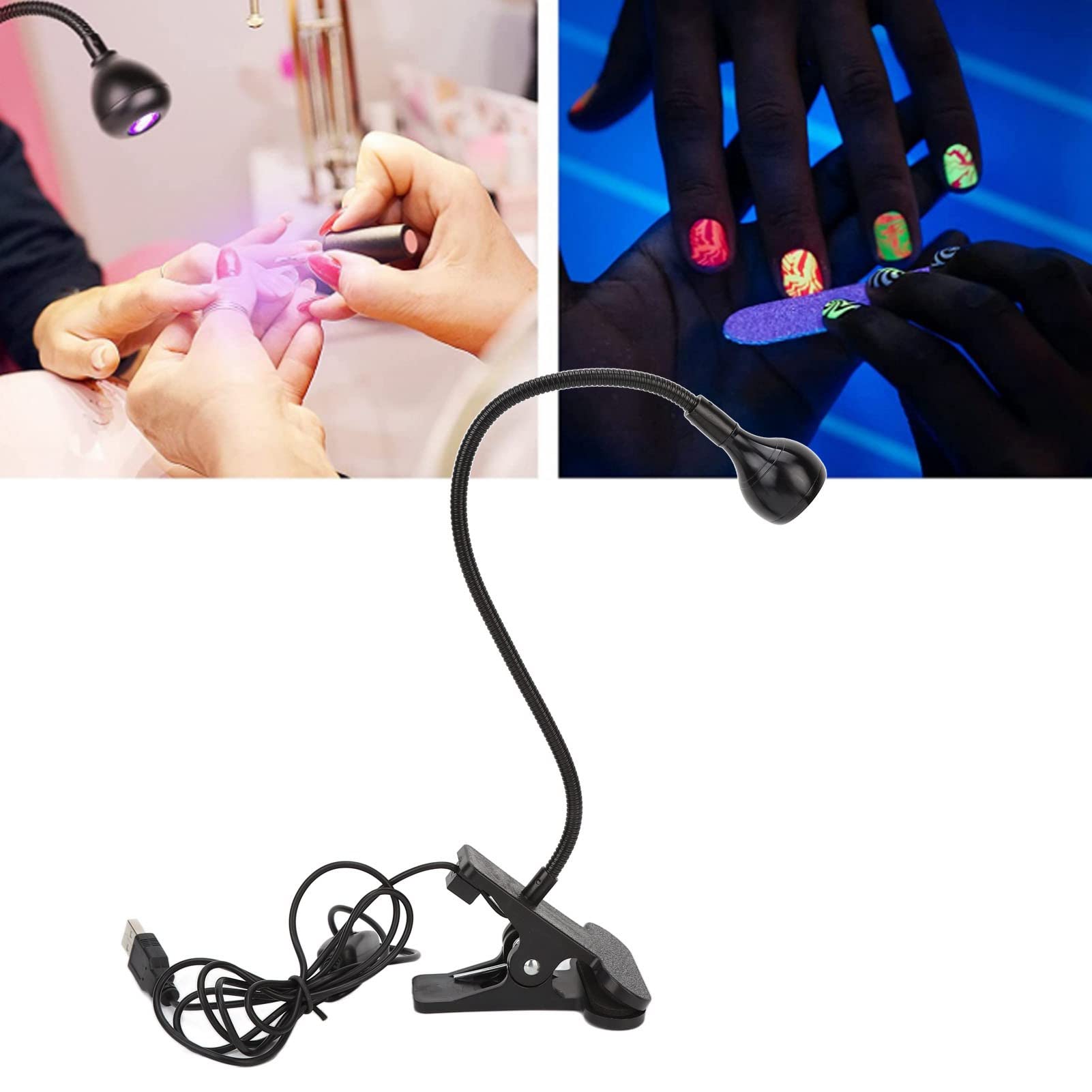 Ubersweet® UV Curing Clamp Lamp - 360° Adjustable USB-Powered Compact UV Nail Light for Gel Polish Curing | Perfect for Nail Salons, Home Manicures & DIY Nail Art