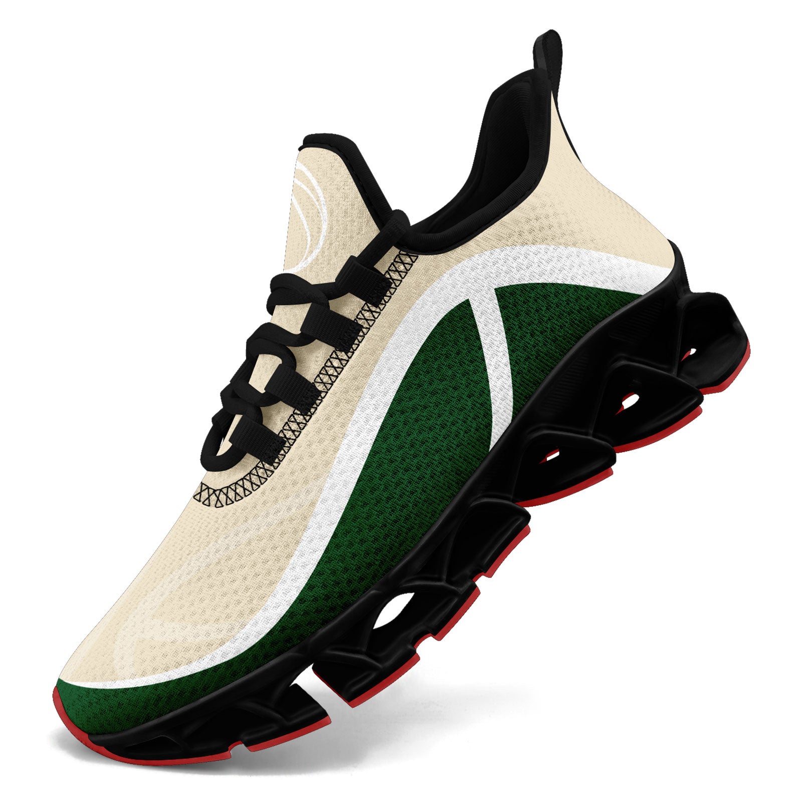 Custom Green Cream Maxsoul Sneakers - Personalized Comfort Shoes FN003XD D020391 Size 14 | Trendy Casual Wear for Men & Women, Perfect for Walking, Gym, and Street Fashion