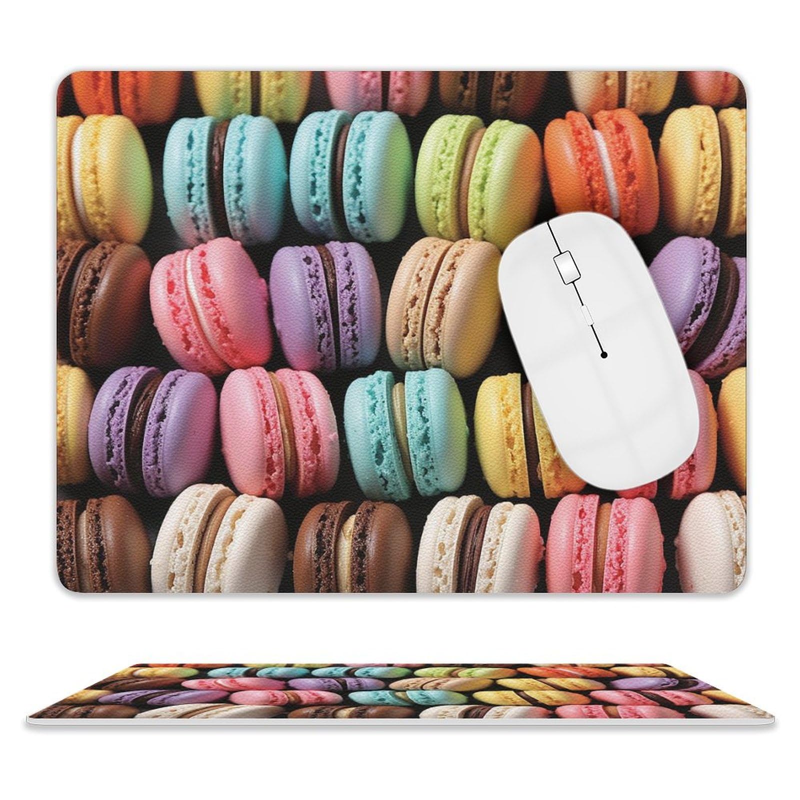 Personalized Macaron Biscuit Leather Mouse Pad - Non-Slip Gaming & Office Desk Mat for Computers, Laptops - Perfect for Home, Work & Gaming Setup