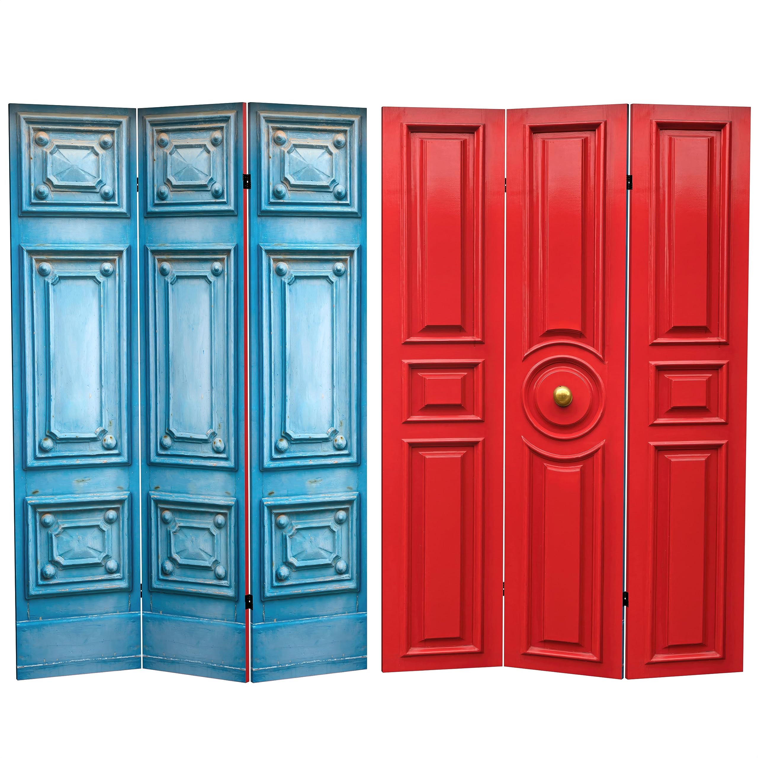 6 ft. Tall Red Lantern Double-Sided Printed Canvas Room Divider - Decorative Folding Screen for Home, Office & Events - Perfect for Asian Decor, Wedding Backdrop & Room Partition