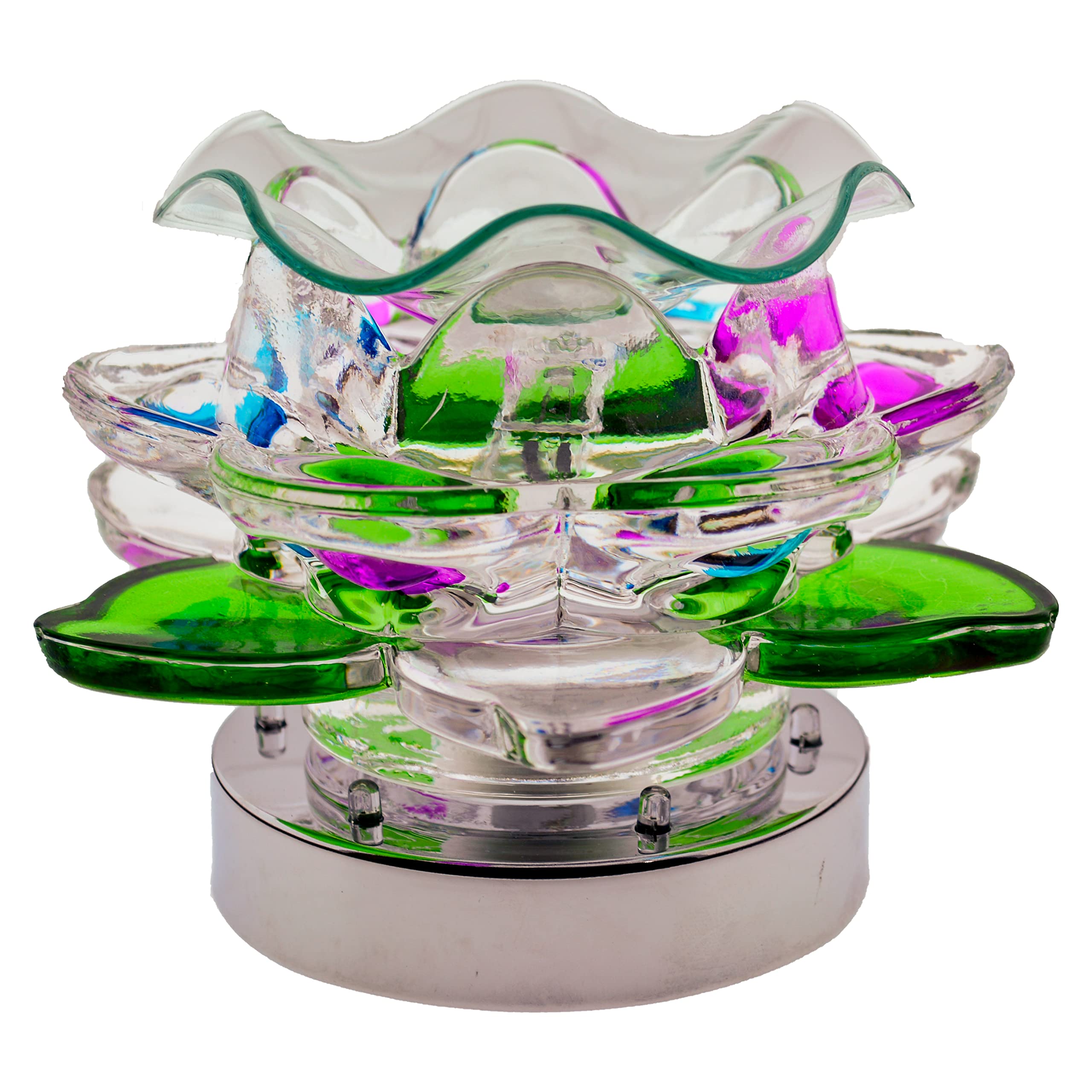 SI SPECIALITEM Multicolor LED Lotus Flower Electric Oil Warmer - Touch Control Wax Melt Fragrance Lamp for Home, Office, Spa & Meditation Room Aromatherapy