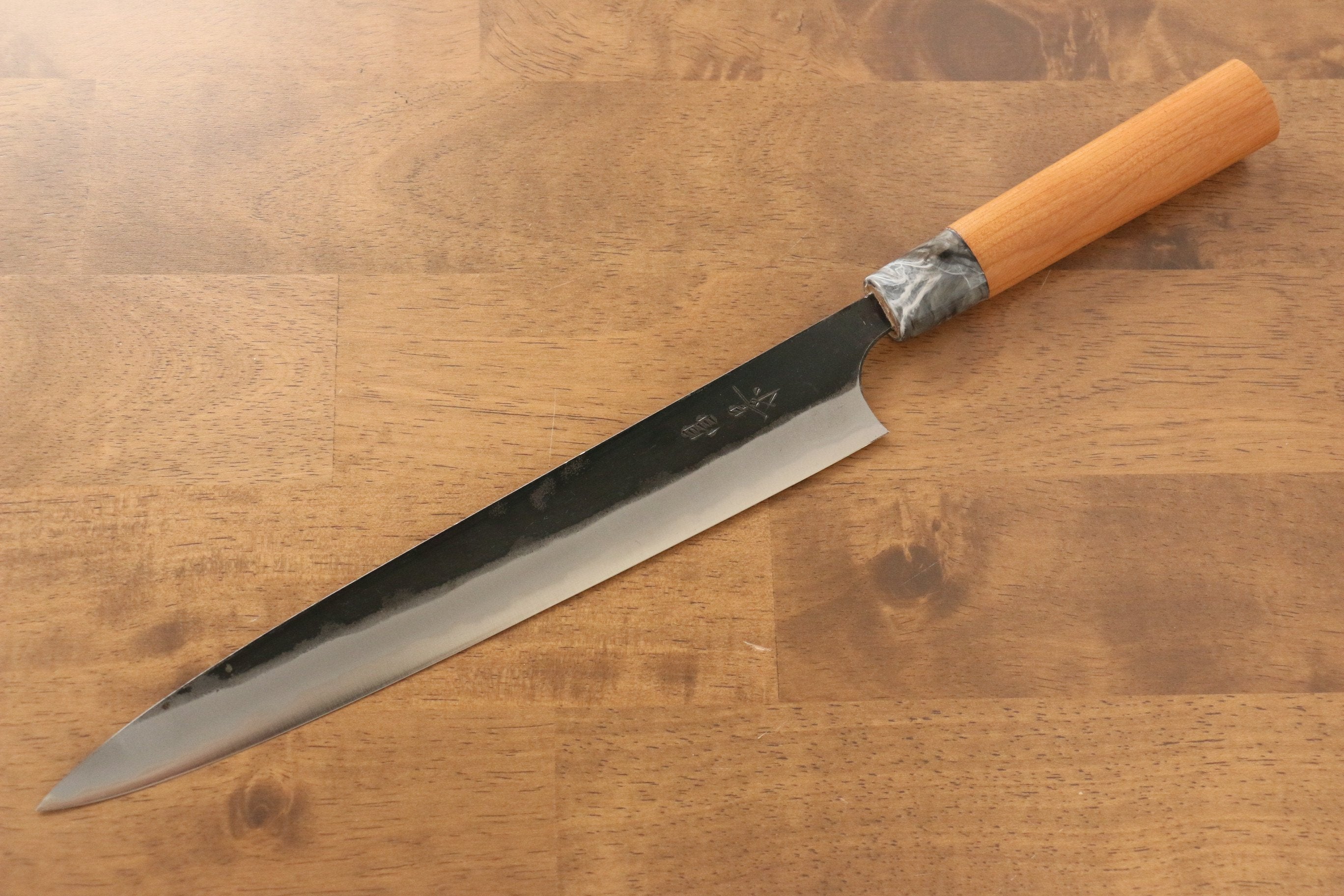 Masakage Mizu Blue Steel No.2 Sujihiki Knife 270mm - Japanese Chef Knife with Black Finish & American Cherry Wood Handle - Perfect for Slicing Meat, Sushi, and Precision Cutting
