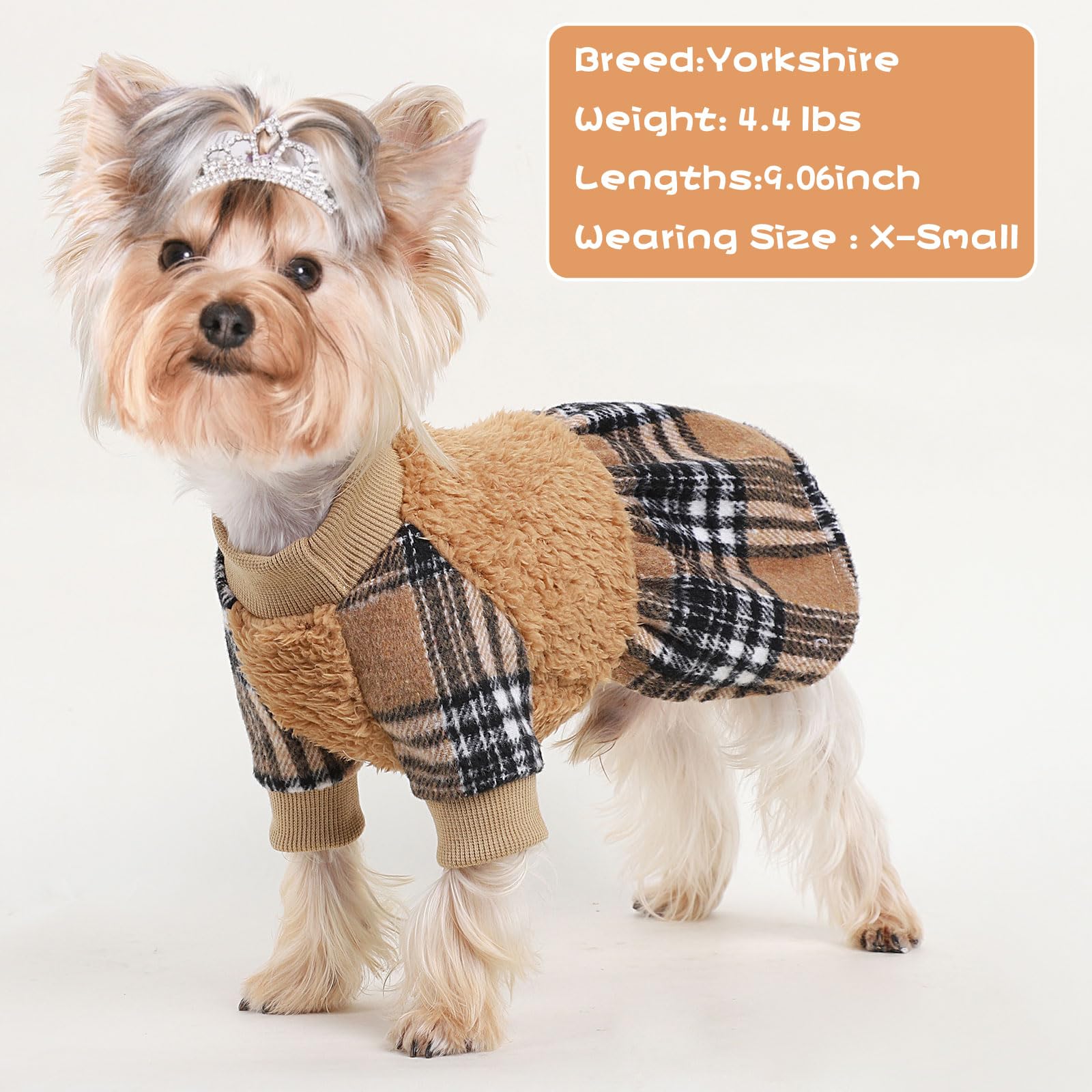Kosiyi Small Dog Sweater for Chihuahua Yorkie - XXS Khaki - Perfect for Winter & Festivals