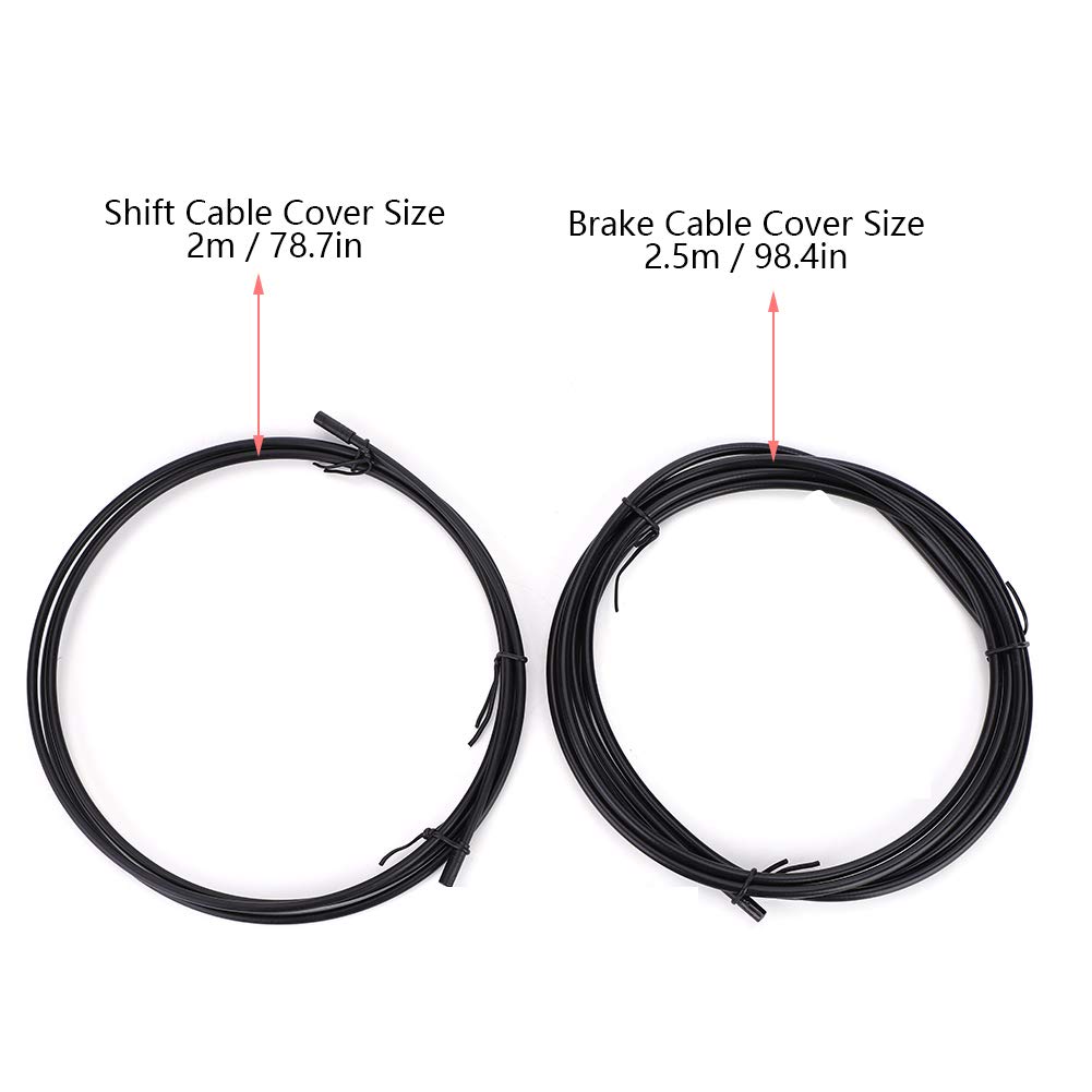 Bnineteenteam Bike Shift Derailleur Cable & Brake Cable Set - Durable MTB/Road Bike Gear Shifter Cables (Black) - Perfect for Mountain Biking & Road Cycling Maintenance
