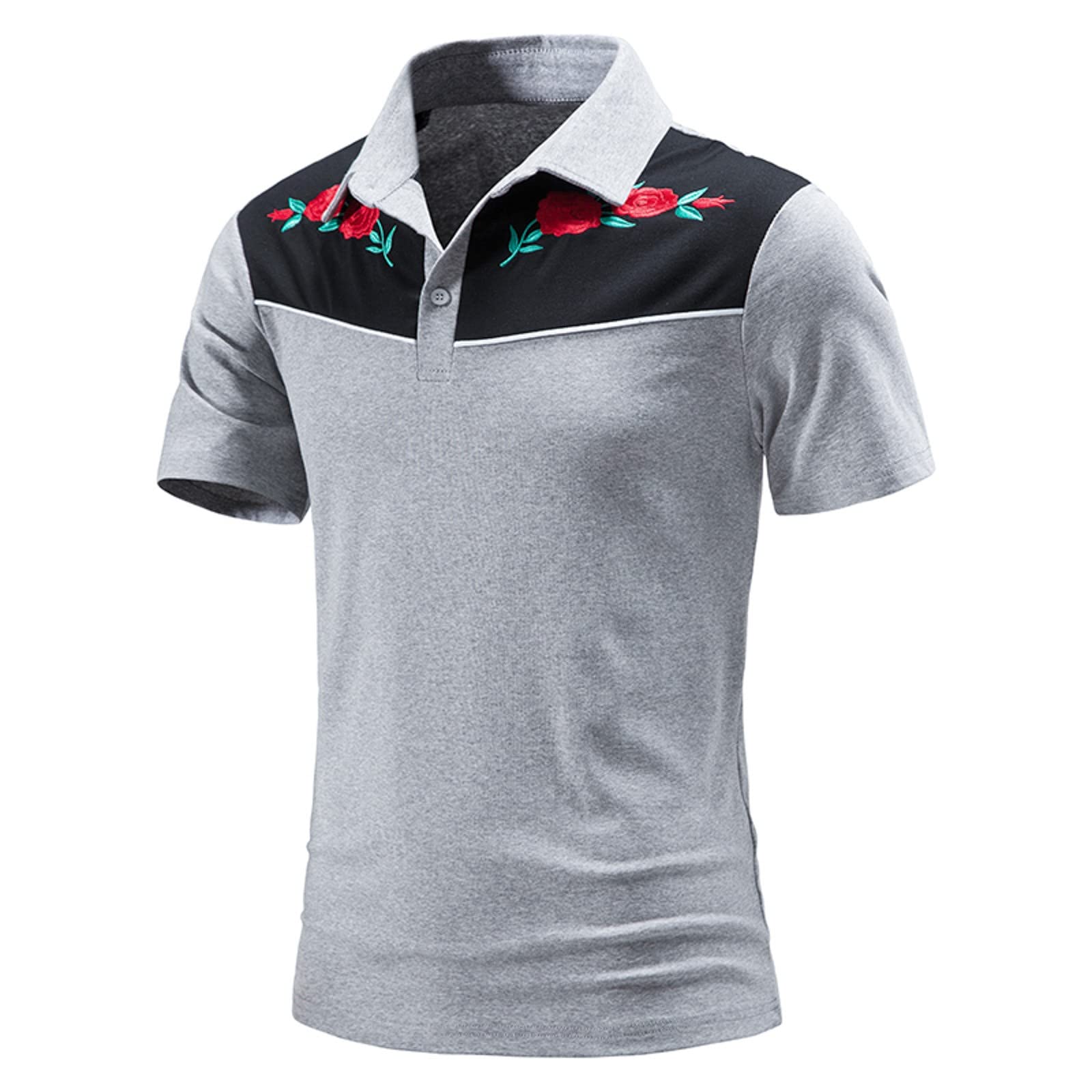 Men's Breathable Cotton Short Sleeve T-Shirt - Wicking Sports Tee for Spring & Summer | Casual Lapel Shirt in Elegant White & Grey (Size M) | Perfect for Gym, Running & Outdoor Activities