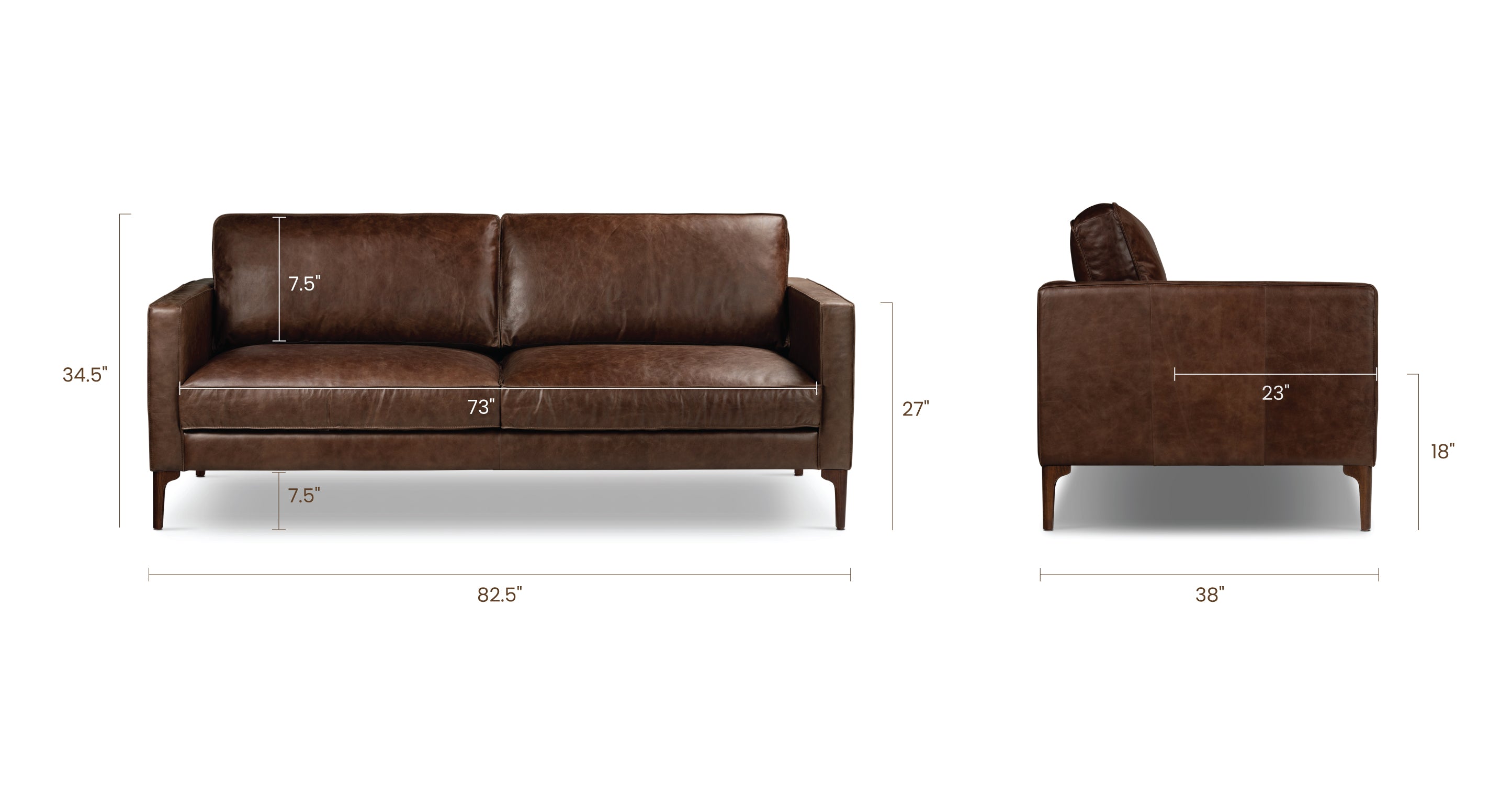 Premium Mateo Genuine Leather Sofa - Modern Luxury Living Room Furniture for Home & Office - Comfortable & Durable Leather Couch for Relaxing, Entertaining & Stylish Decor