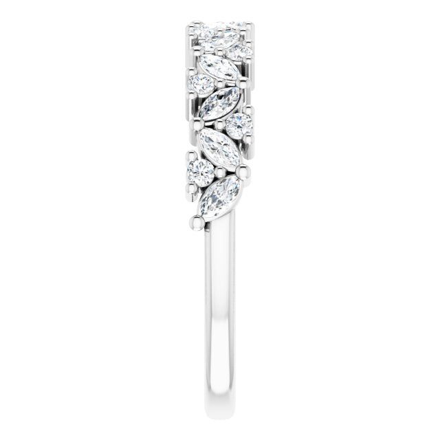 0.50 Carat Marquise and Round Diamond Wedding Band - Elegant Bridal Ring for Women, Perfect for Engagement, Anniversary, and Special Occasions