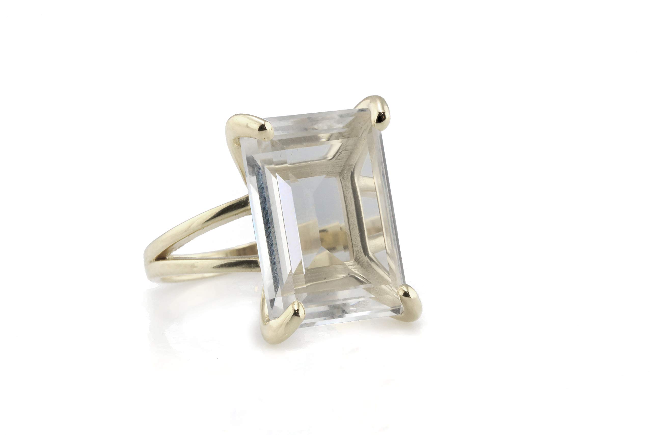 14K Rose Gold Clear Quartz Ring for Women - Natural Gemstone Engagement, Wedding & Anniversary Jewelry - Custom Fine Rings for Bridesmaid Gifts, Birthday & Christmas - Perfect for Everyday Wear, Date Nights & Special Occasions