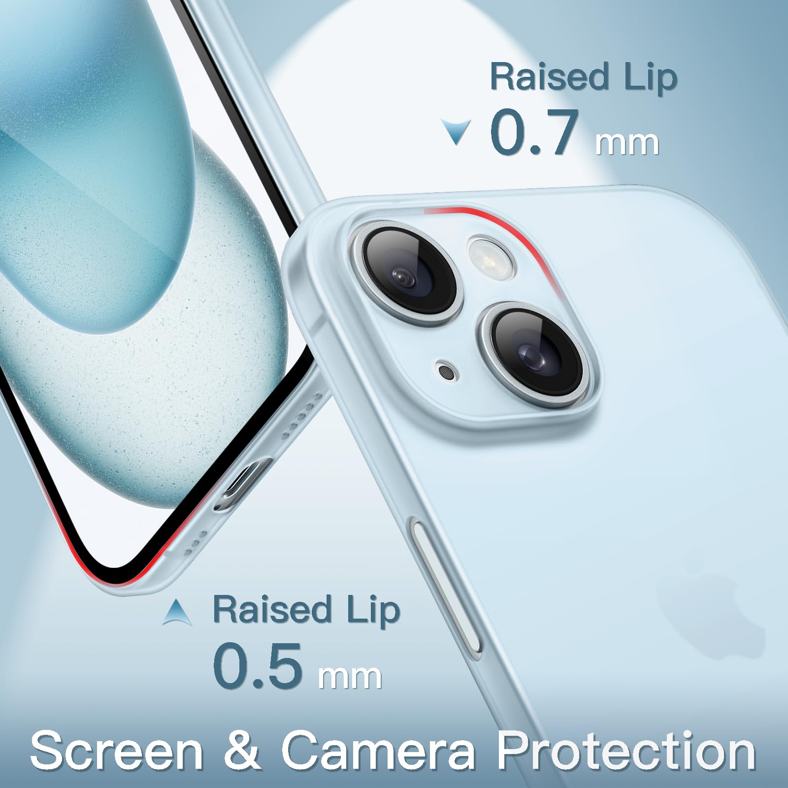 JETech Ultra Slim iPhone 15 Case 6.1 Inch - Matte Finish Hard Protective Cover with Camera Lens Protection | Lightweight Minimalist Design | Wireless Charging Compatible | Perfect for Everyday Use, Office & Travel (Blue)